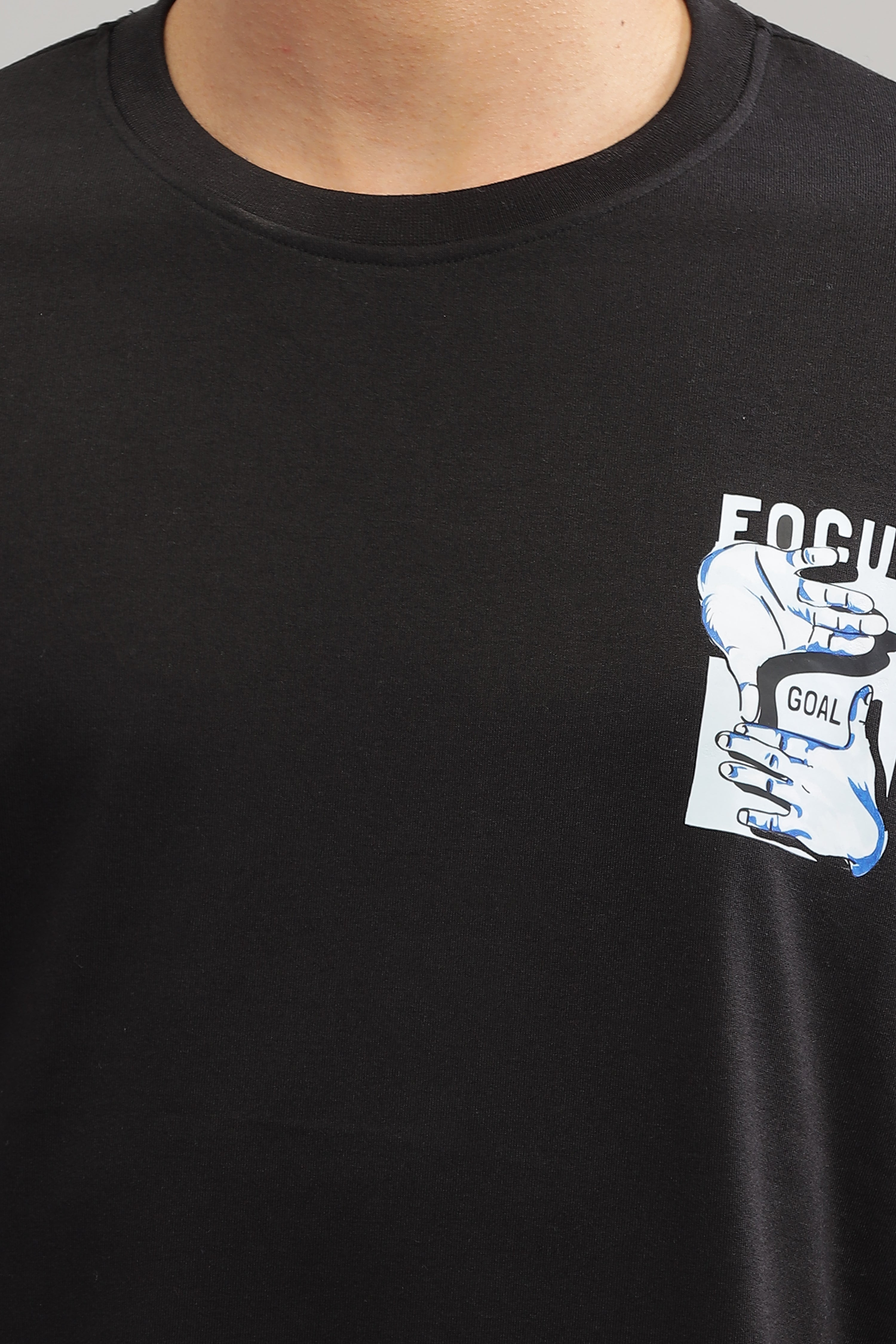 Black Oversized "Focus Print" T-Shirt