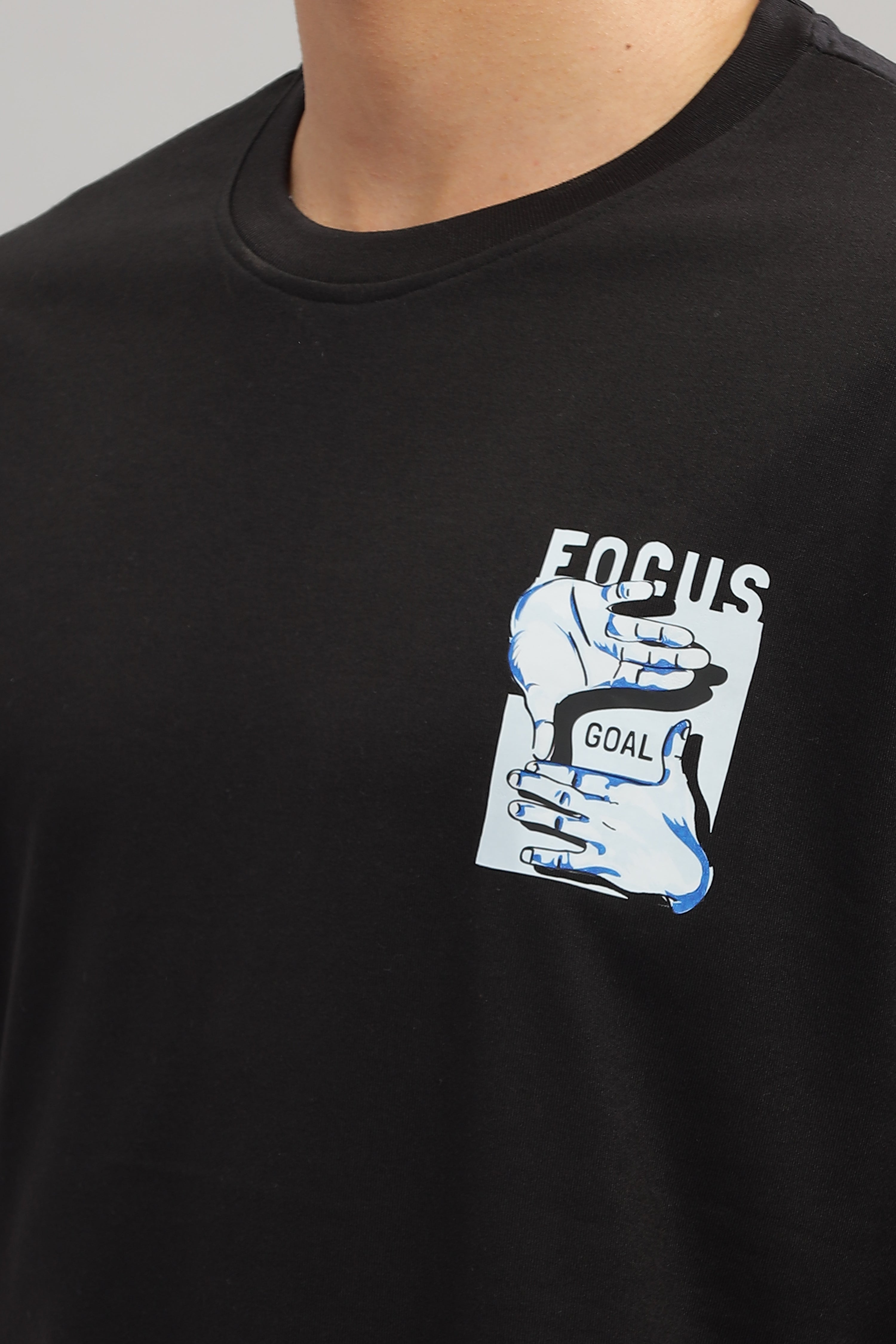 Black Oversized "Focus Print" T-Shirt