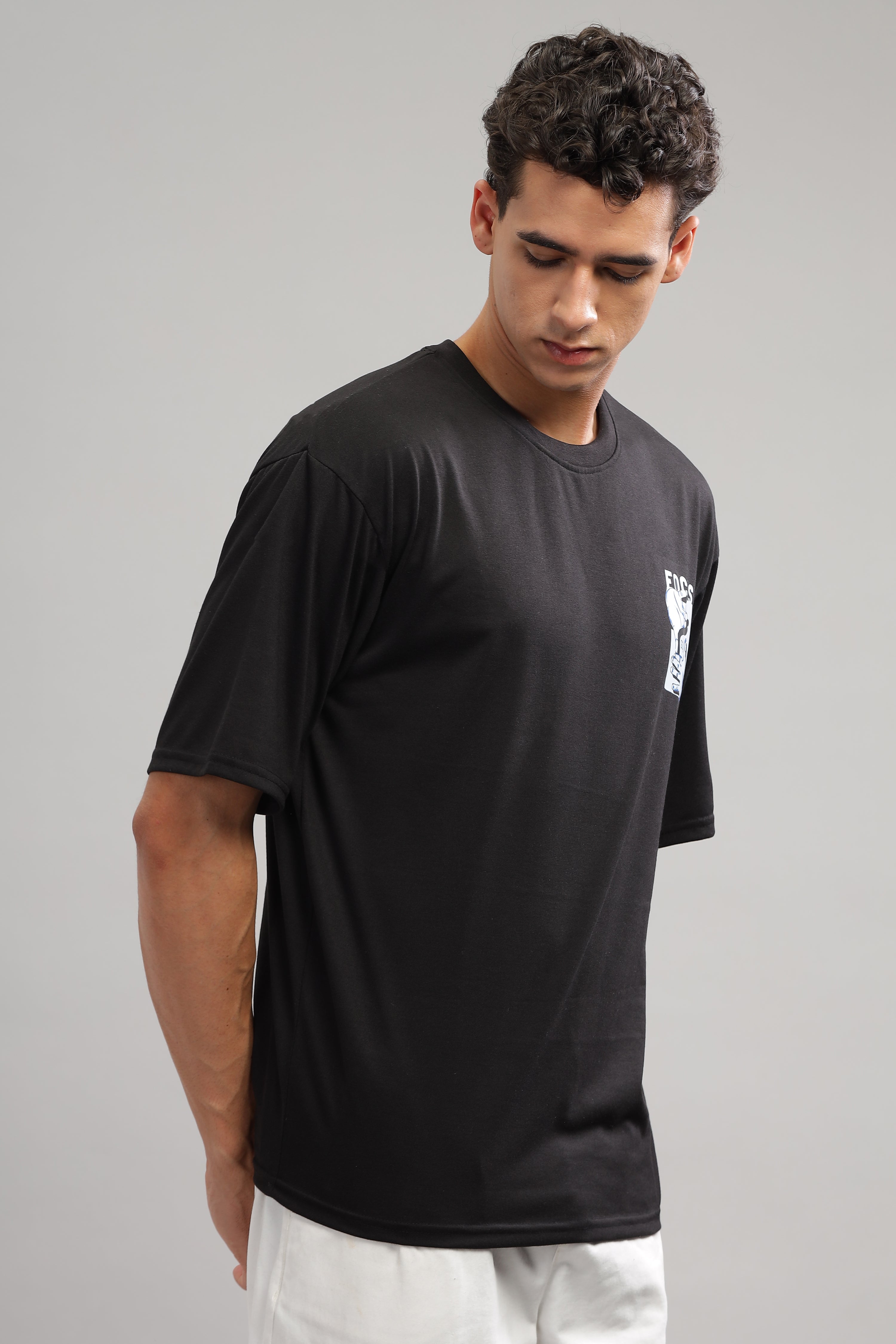 Black Oversized "Focus Print" T-Shirt