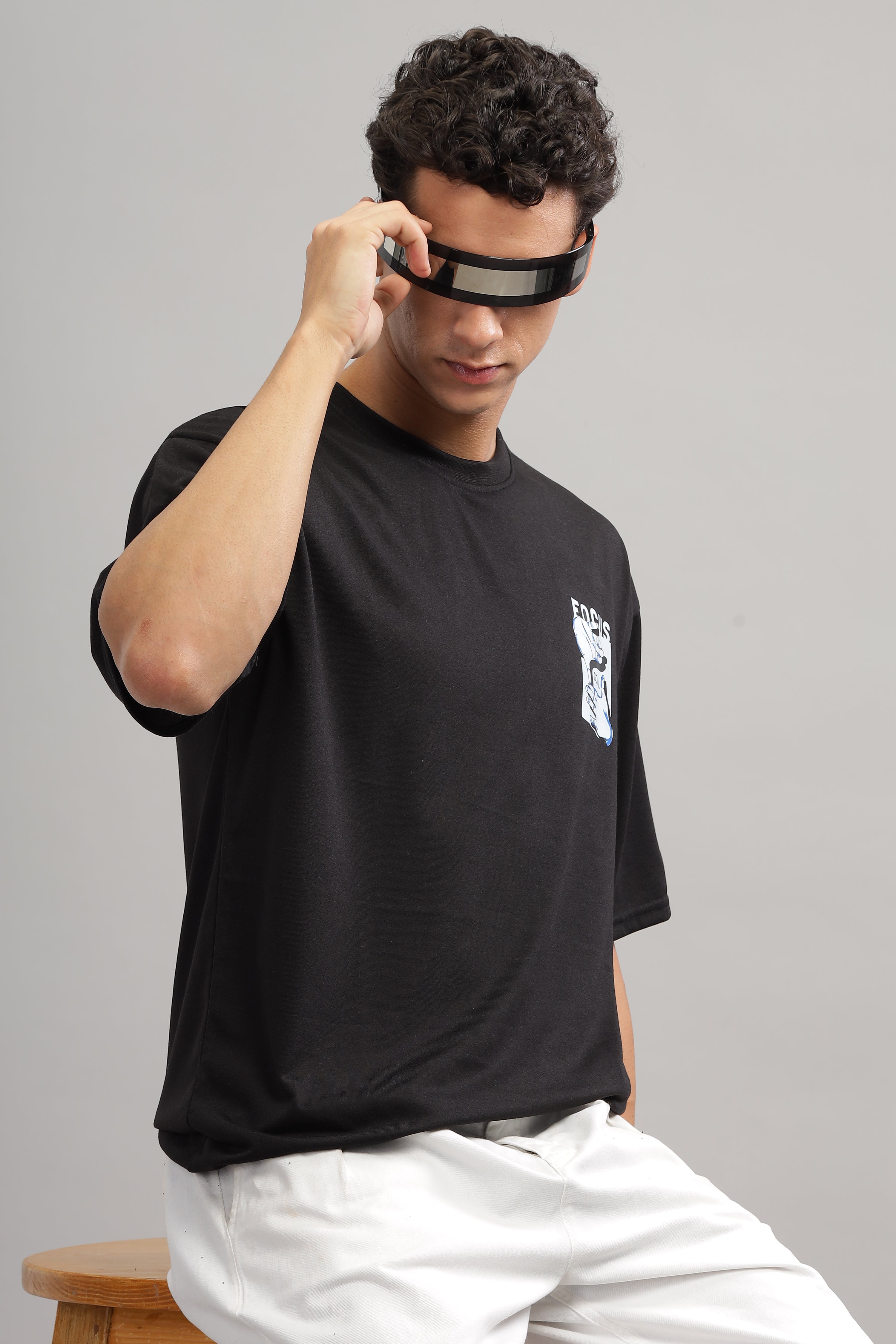 Black Oversized "Focus Print" T-Shirt