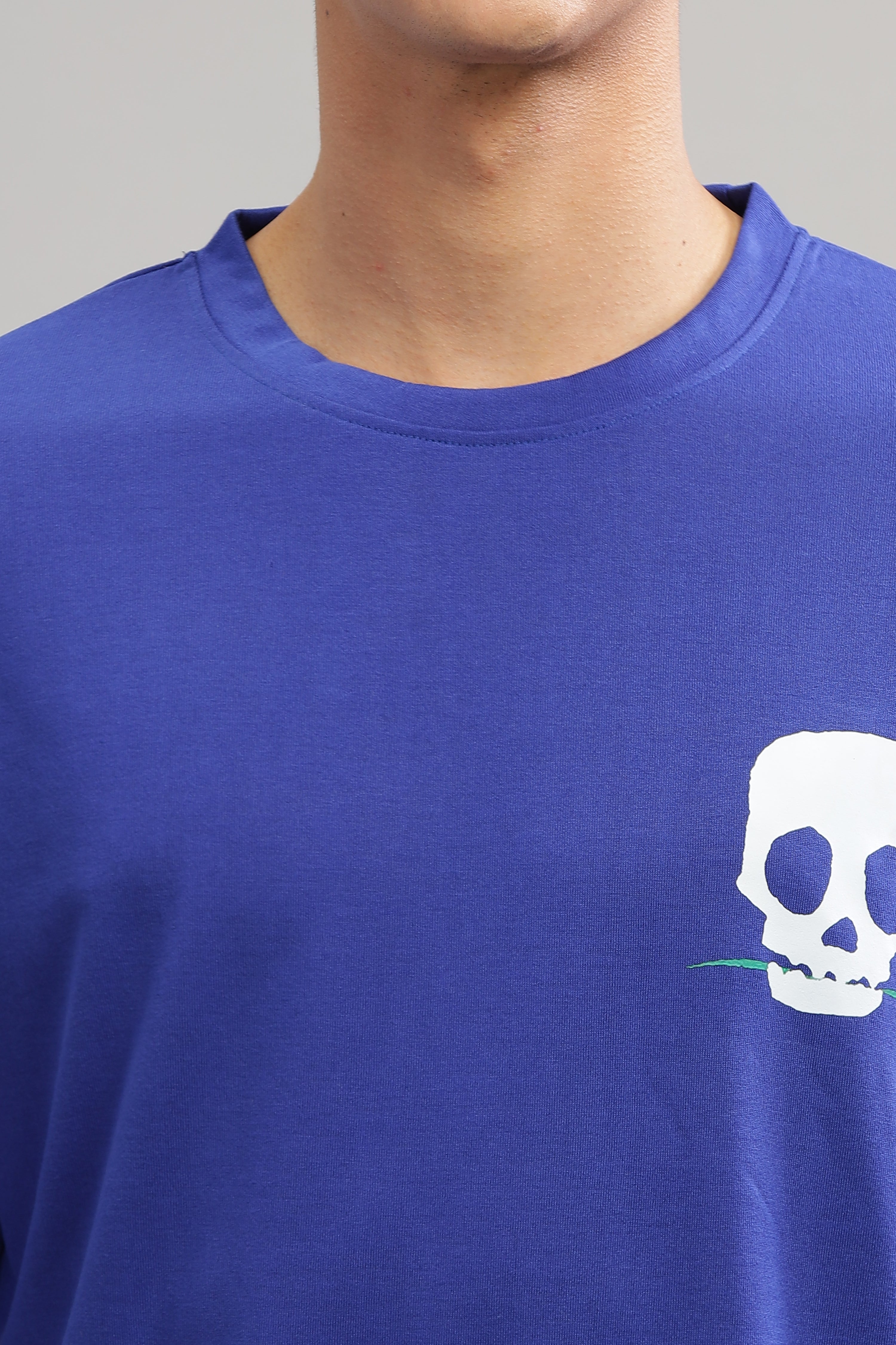 Blue Oversized "Skeleton" White Tapping T-Shirt