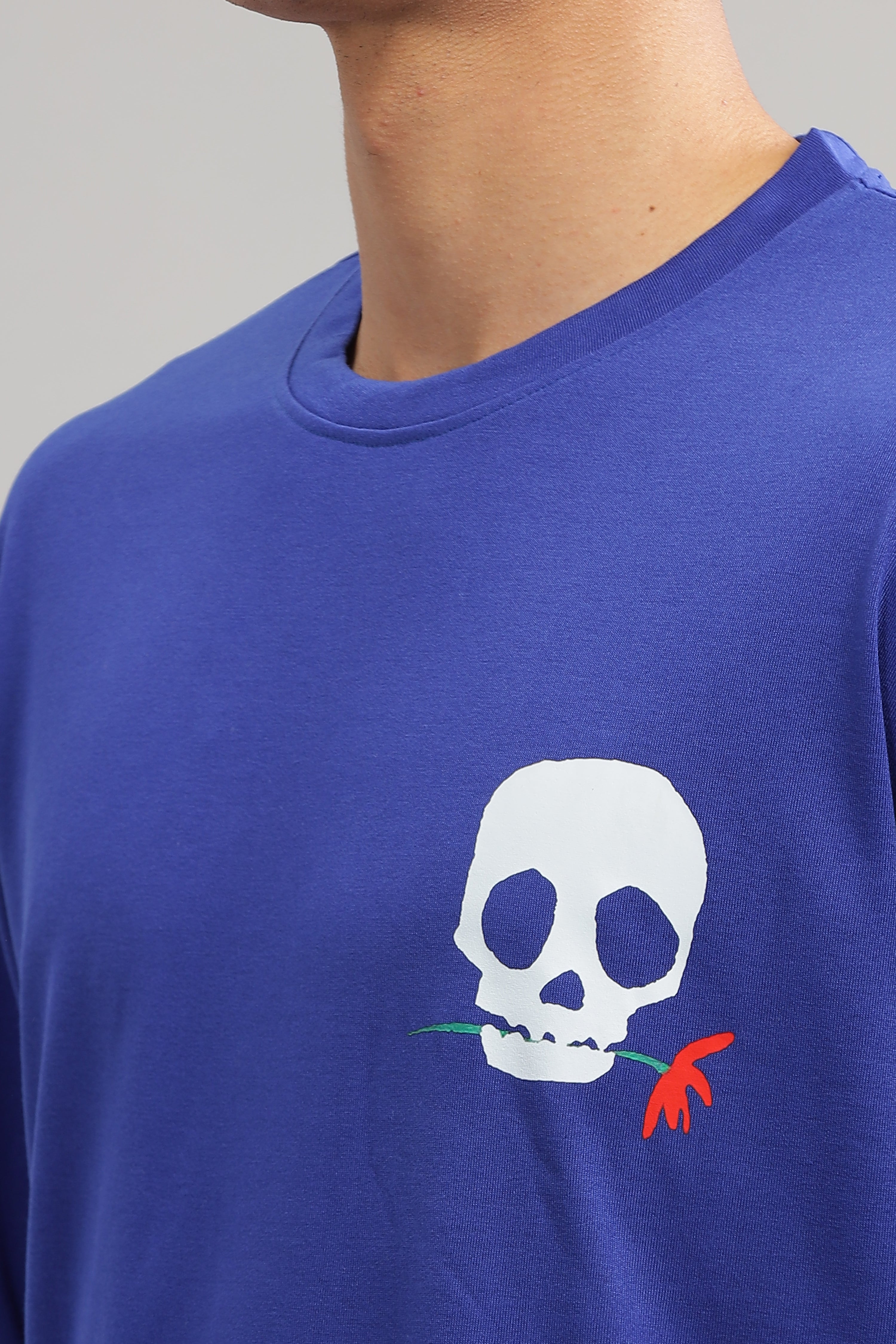 Blue Oversized "Skeleton" White Tapping T-Shirt