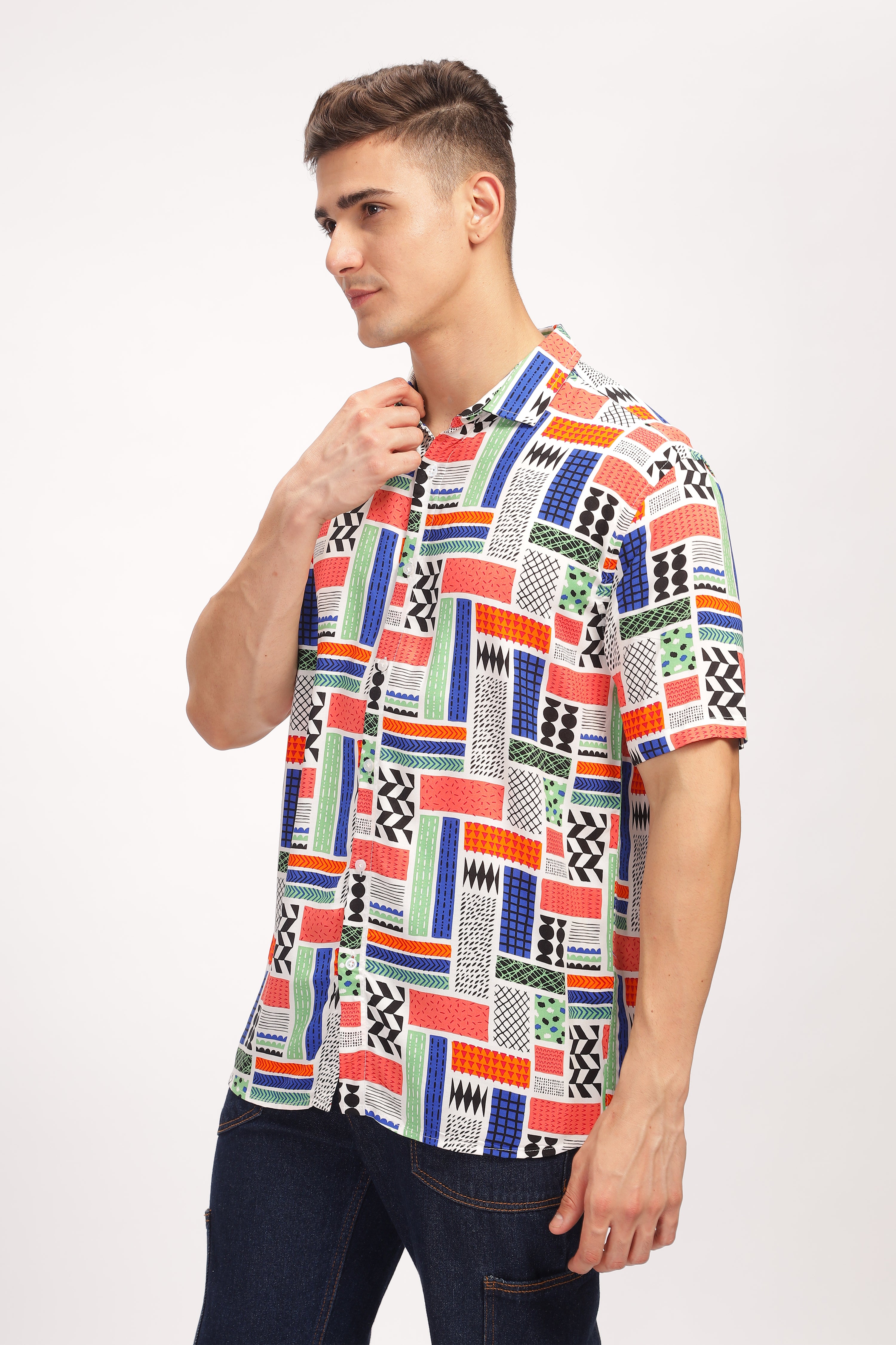 Mosaic Multicolor Oversized Printed Shirt