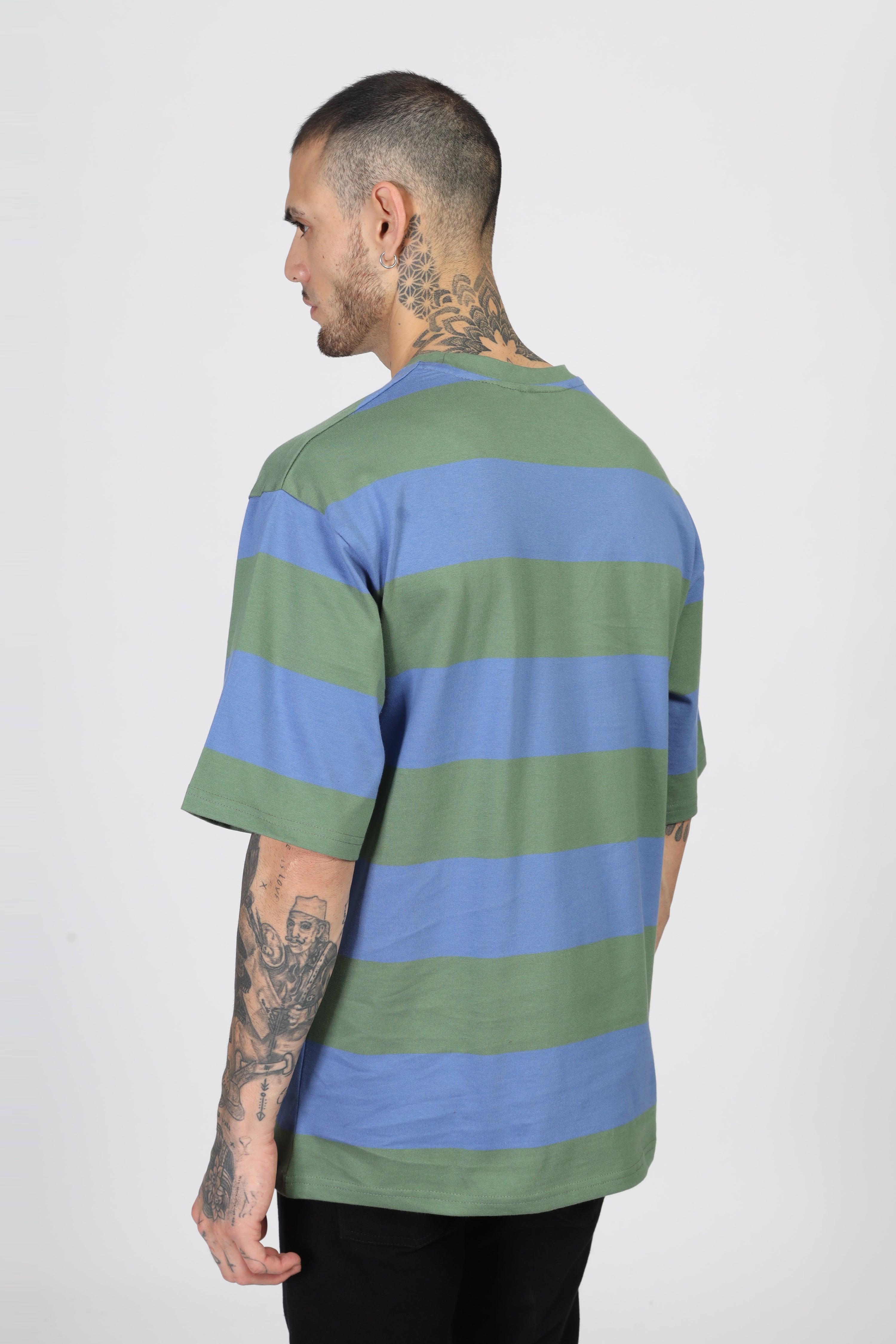 Green Blue Oversized Color Block T-Shirt