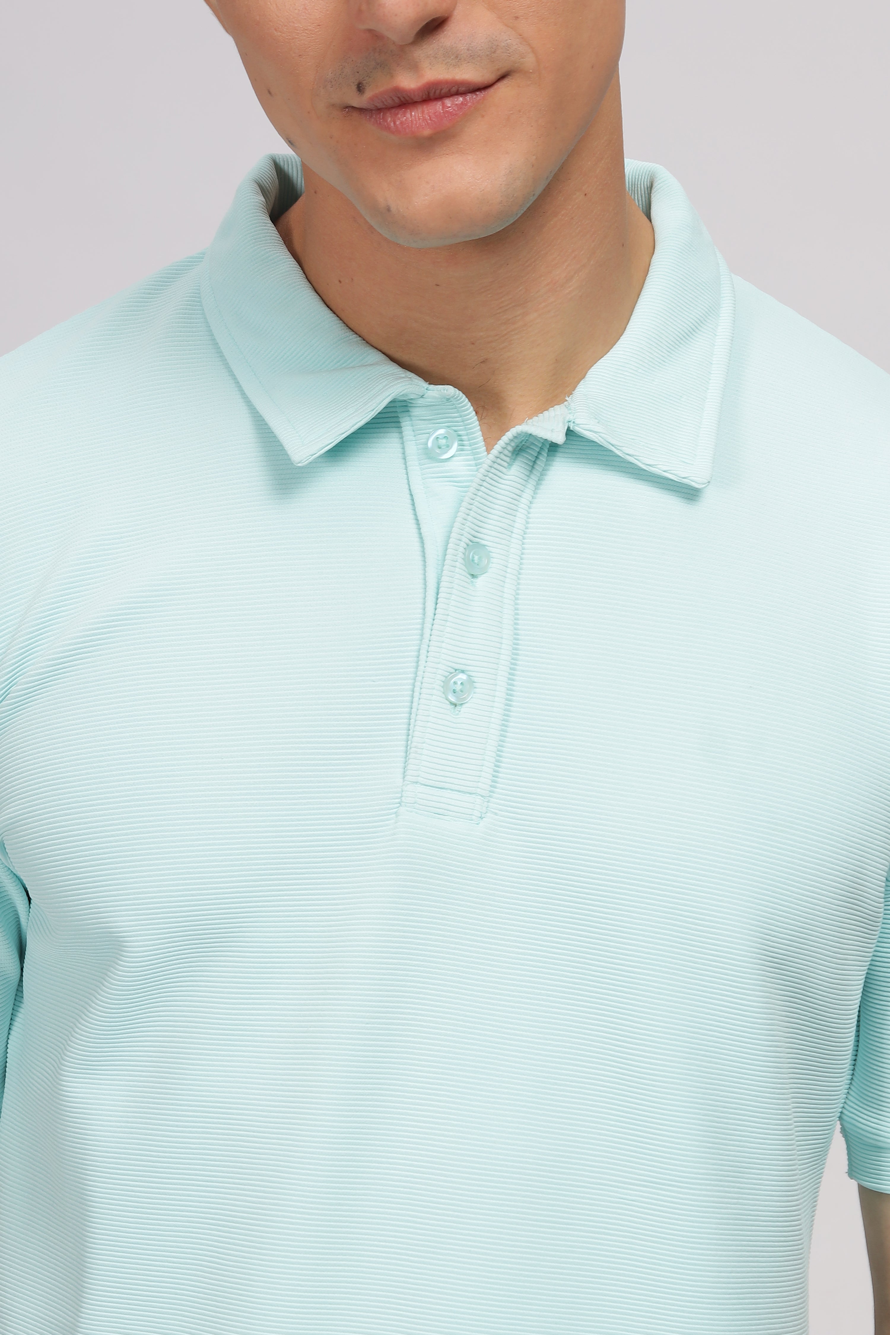 Light Blue Textured Polo T-Shirt