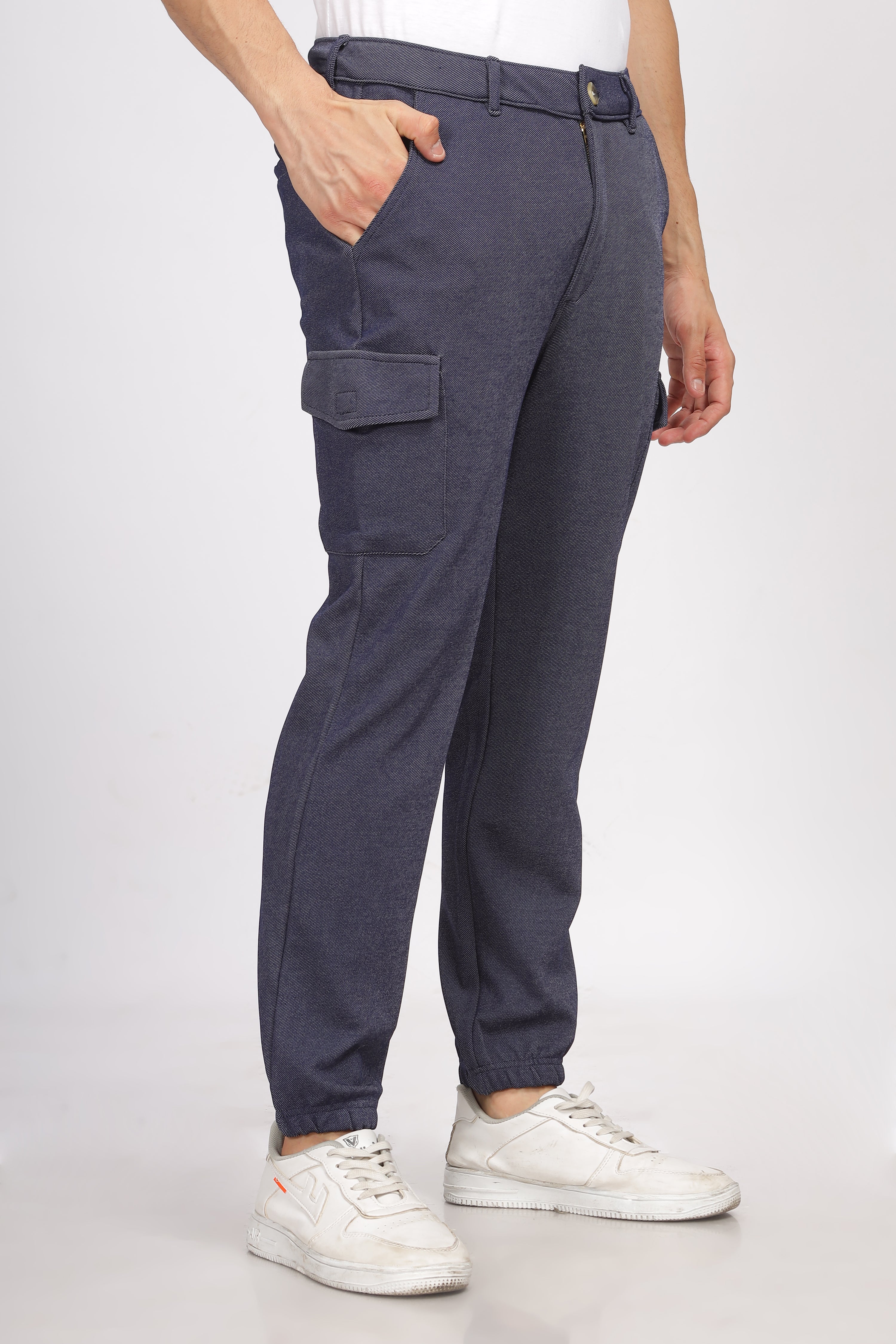 Navy Blue Cargo Style Track Pants