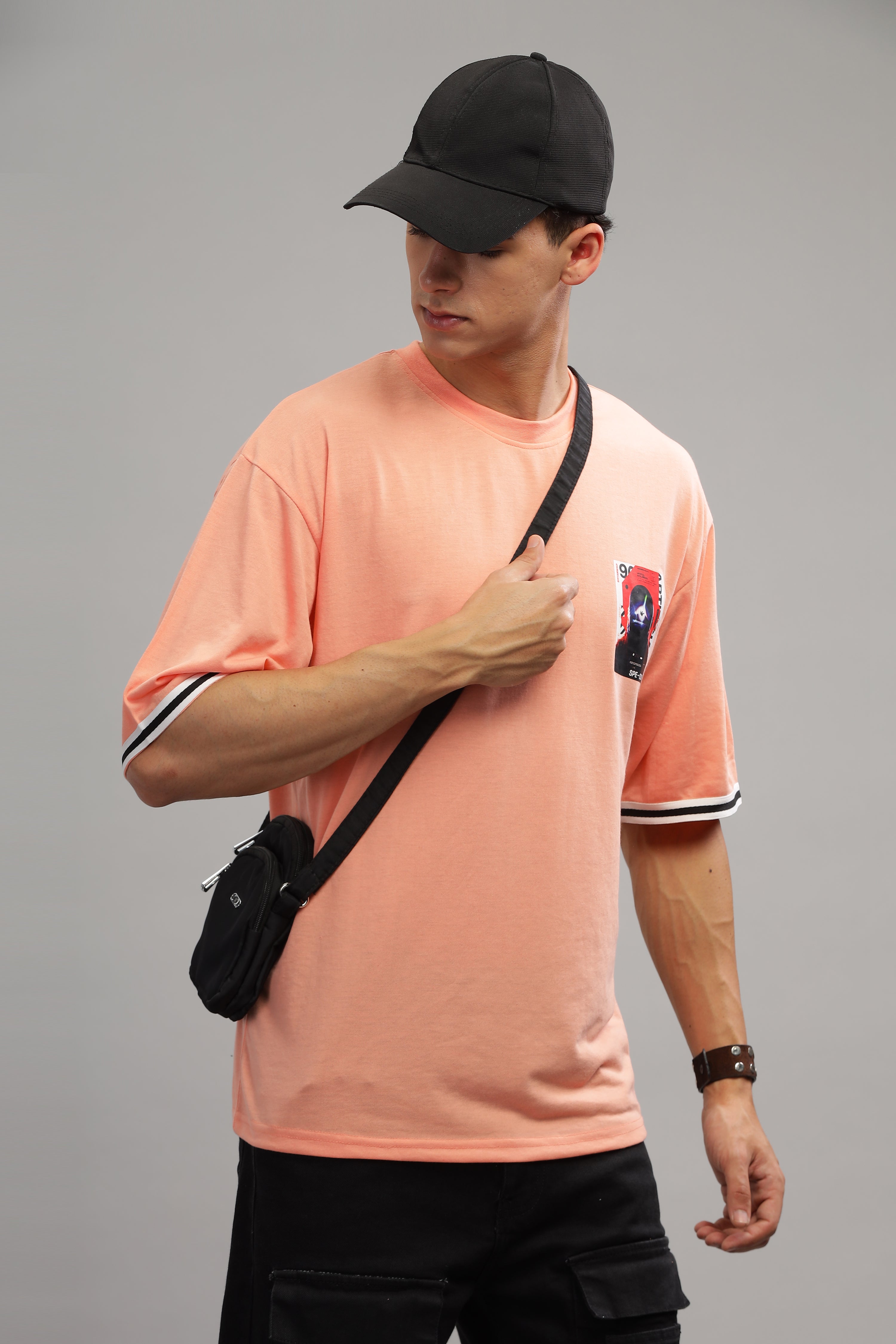 Coral Oversized "Ninja Print" T-Shirt