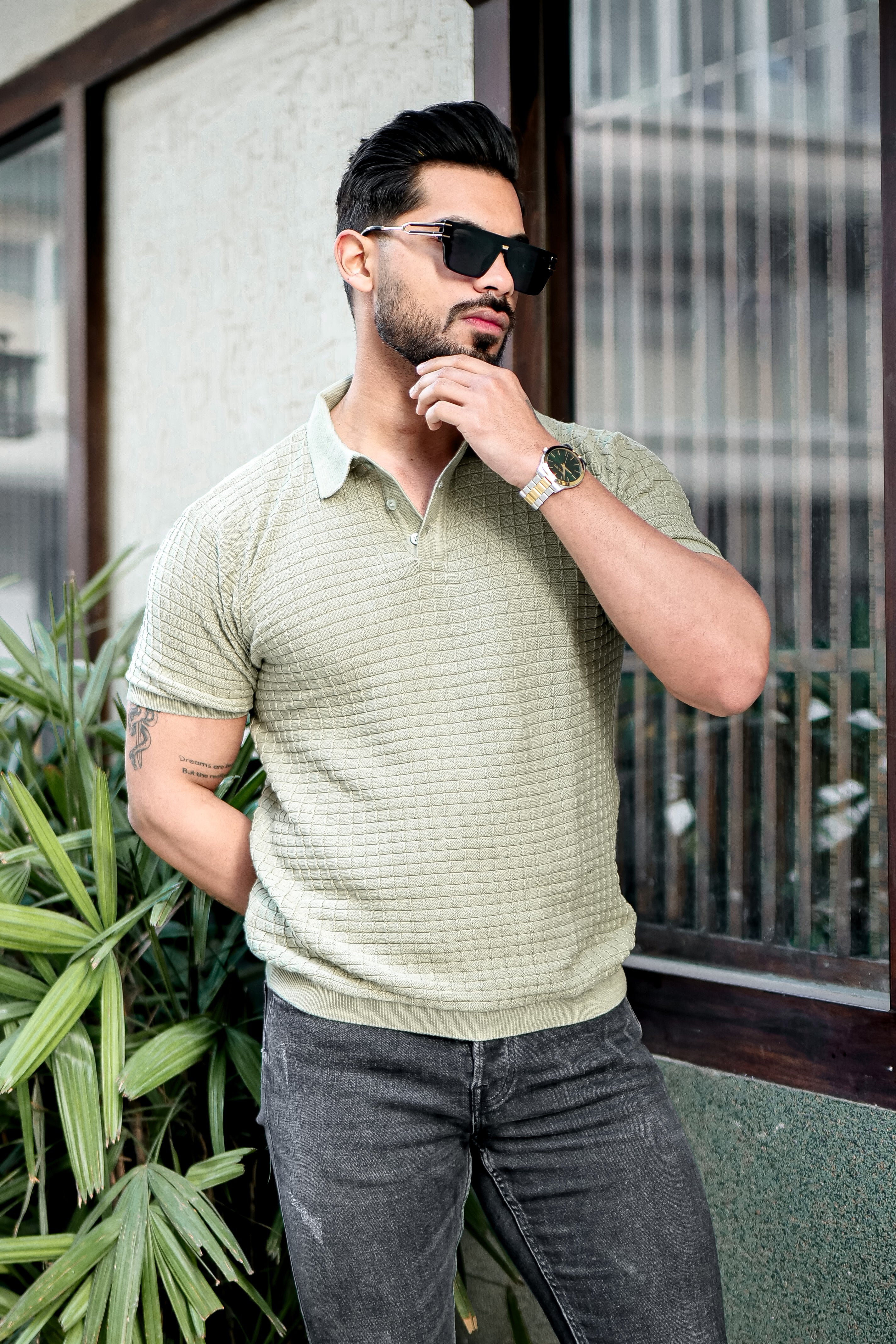 Green Premium Flat knit Polo T-shirt