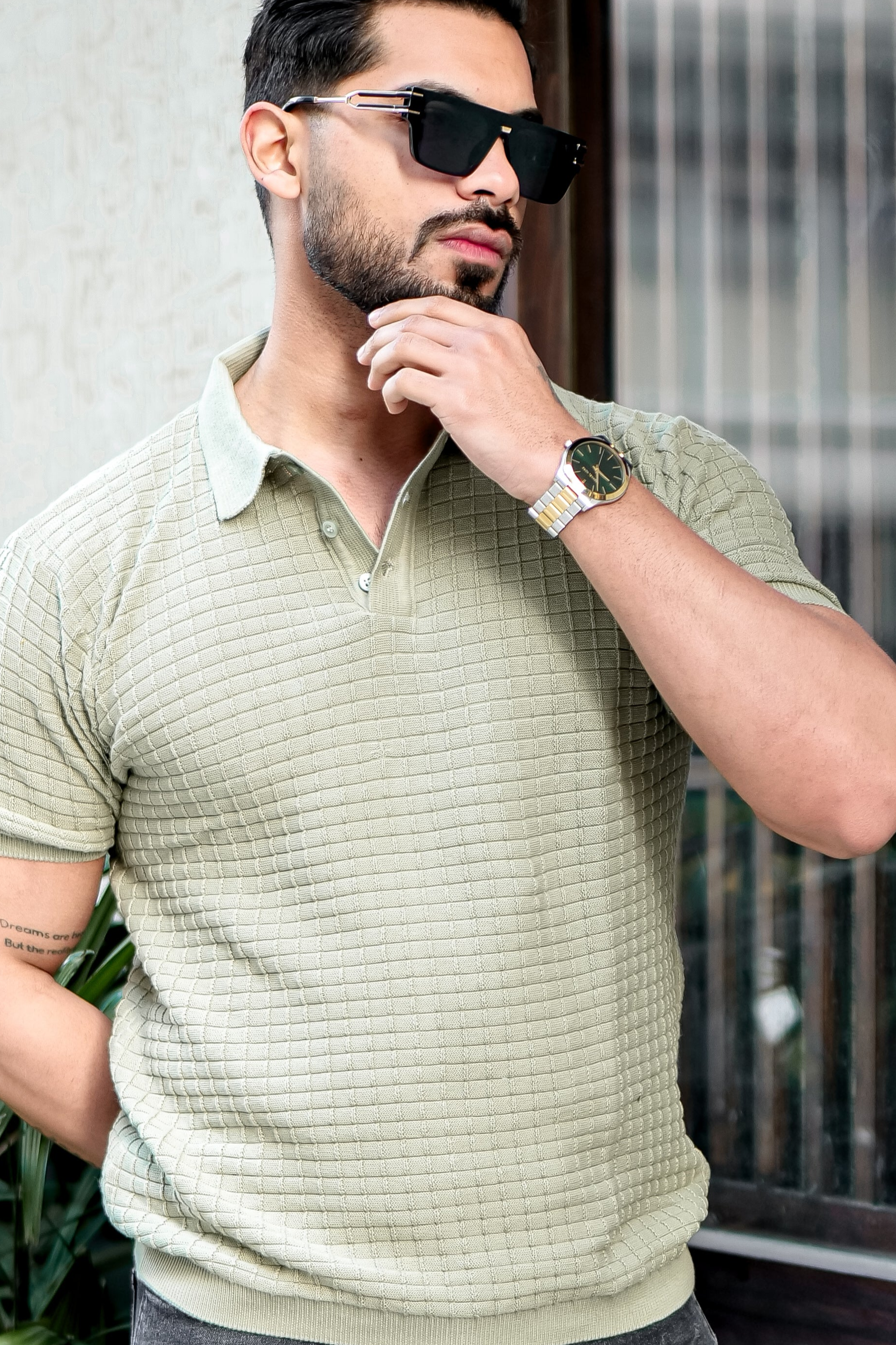 Green Premium Flat knit Polo T-shirt