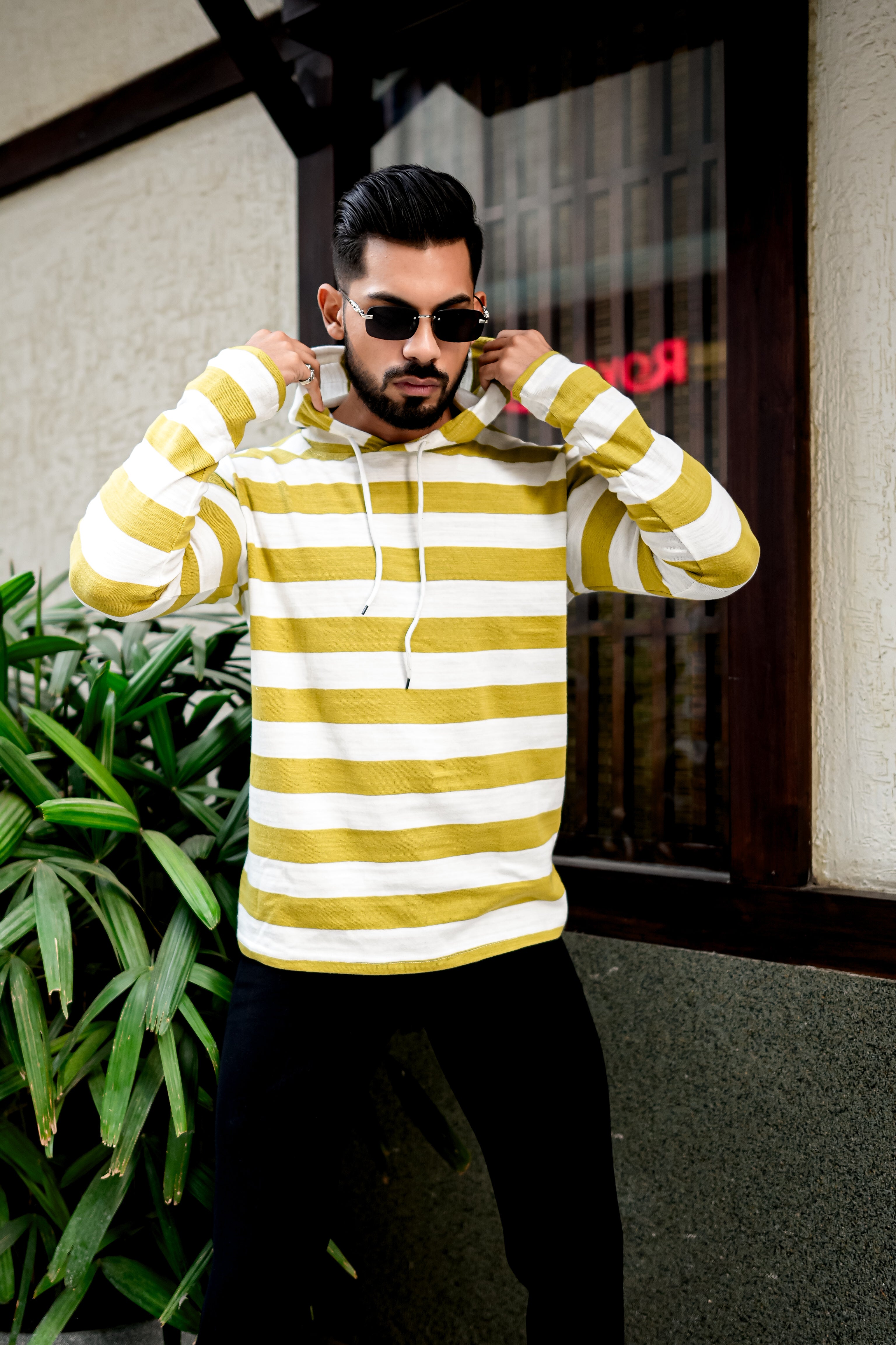 Mustard White Hooded T-Shirt