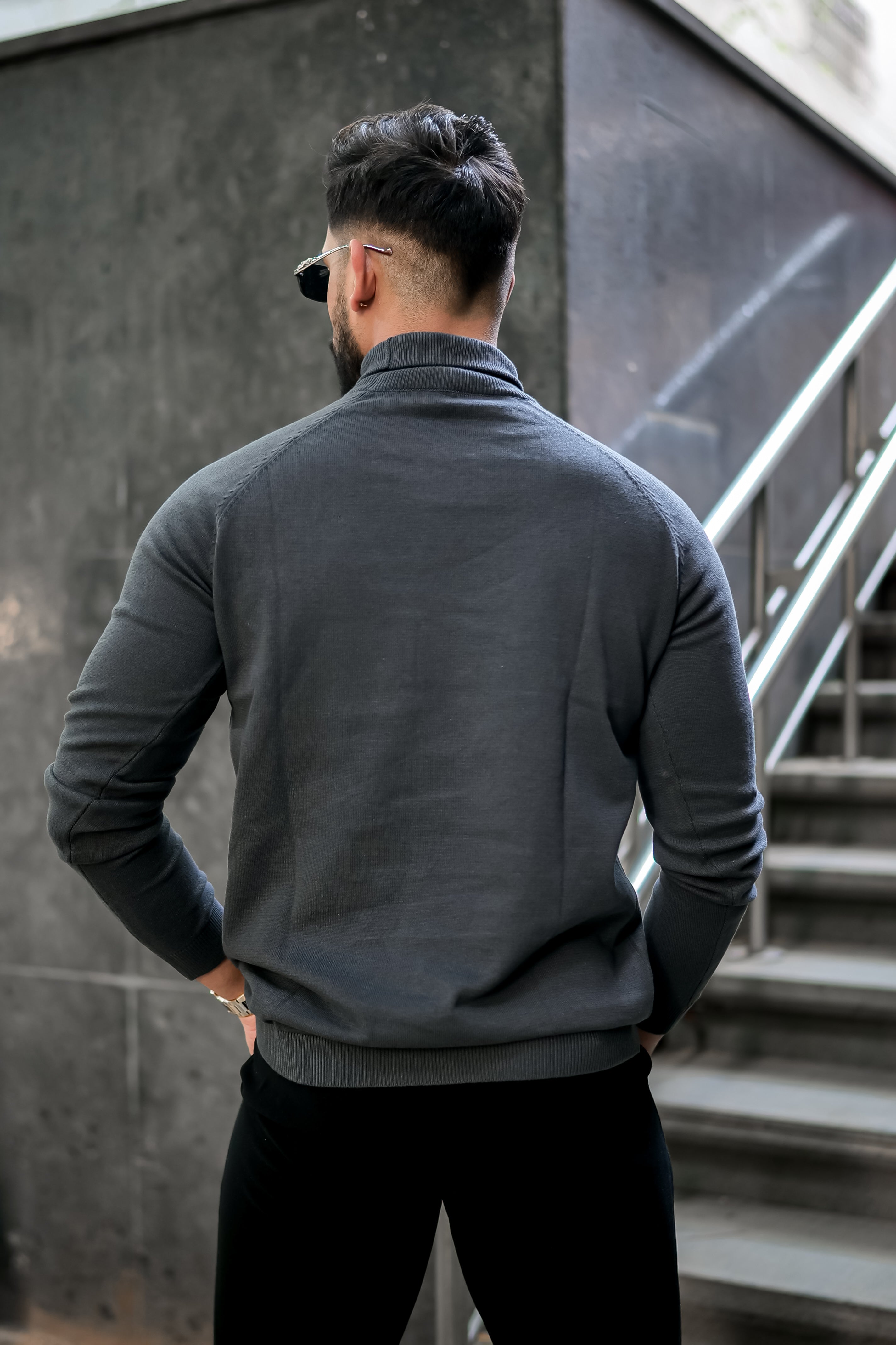 Dark Grey High Neck Sweater