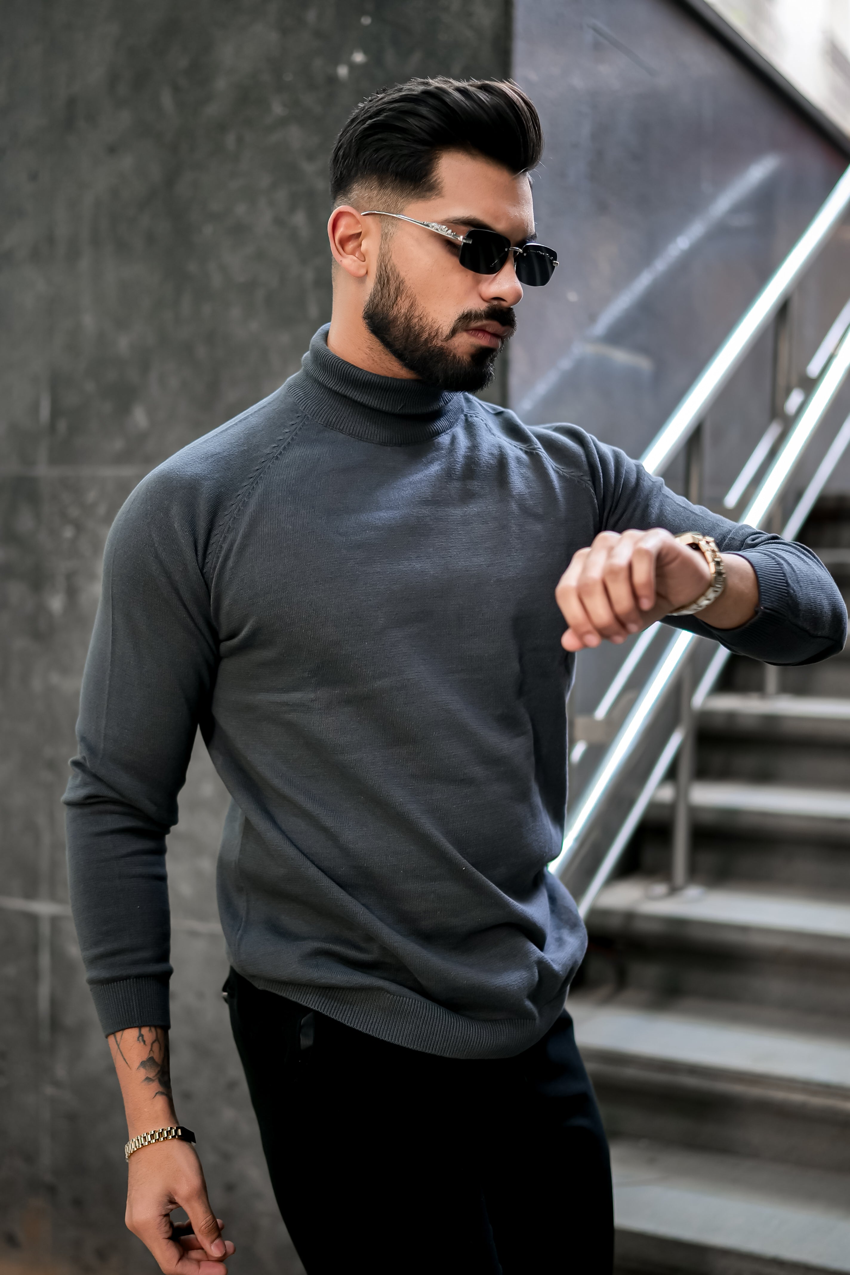 Dark Grey High Neck Sweater