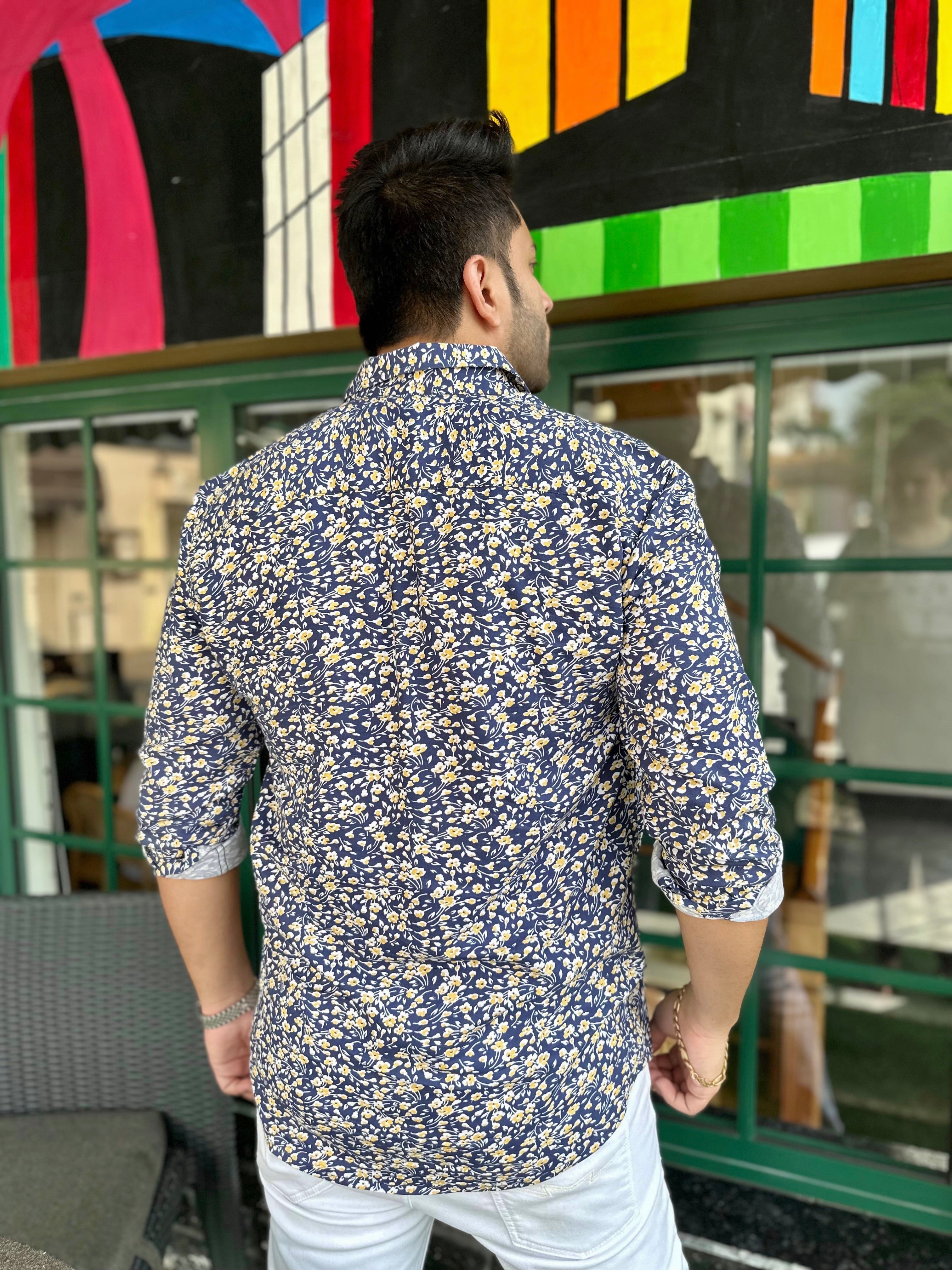 Full Sleeve Navy Floral  Shirt