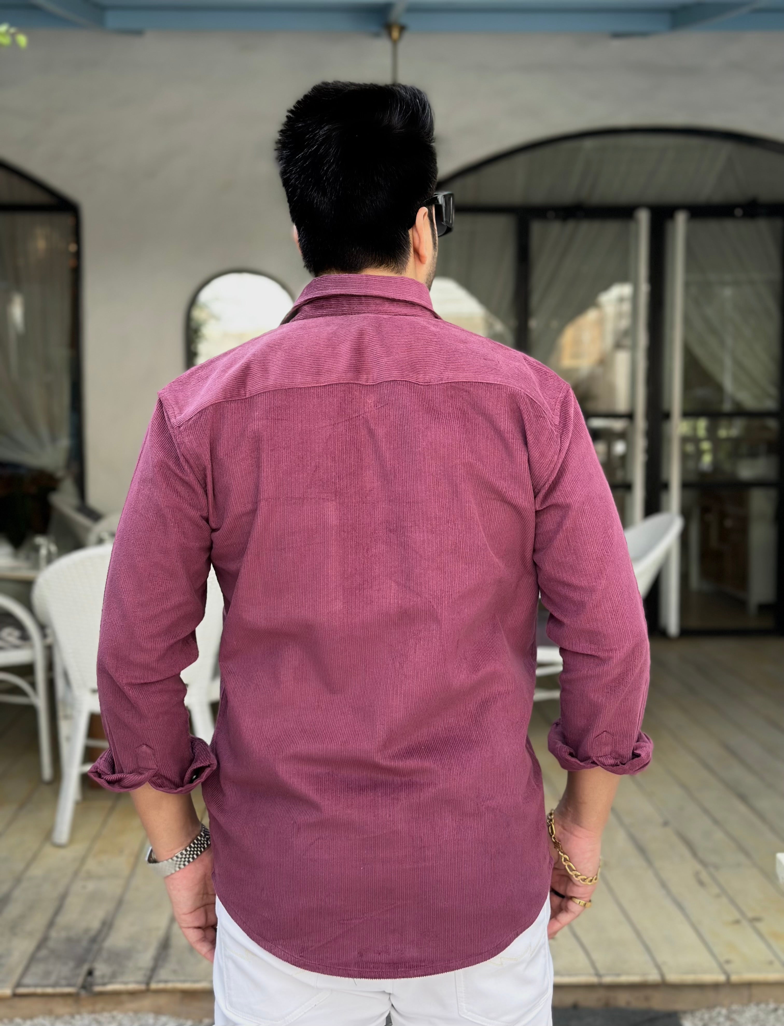 Corduroy Super Warm Maroon  Pocket Shirt