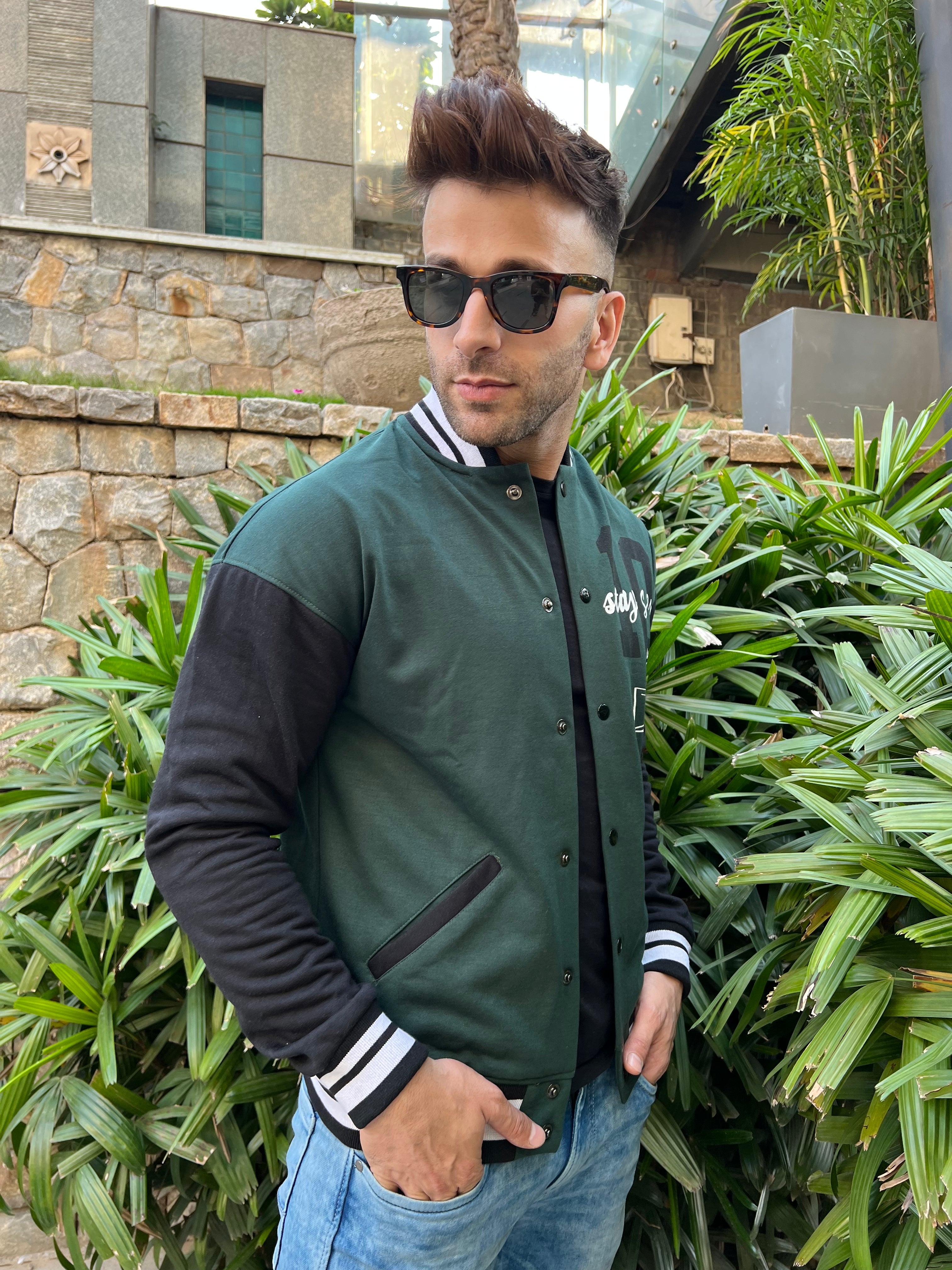 Varsity Dark Green Black Sanity Jacket