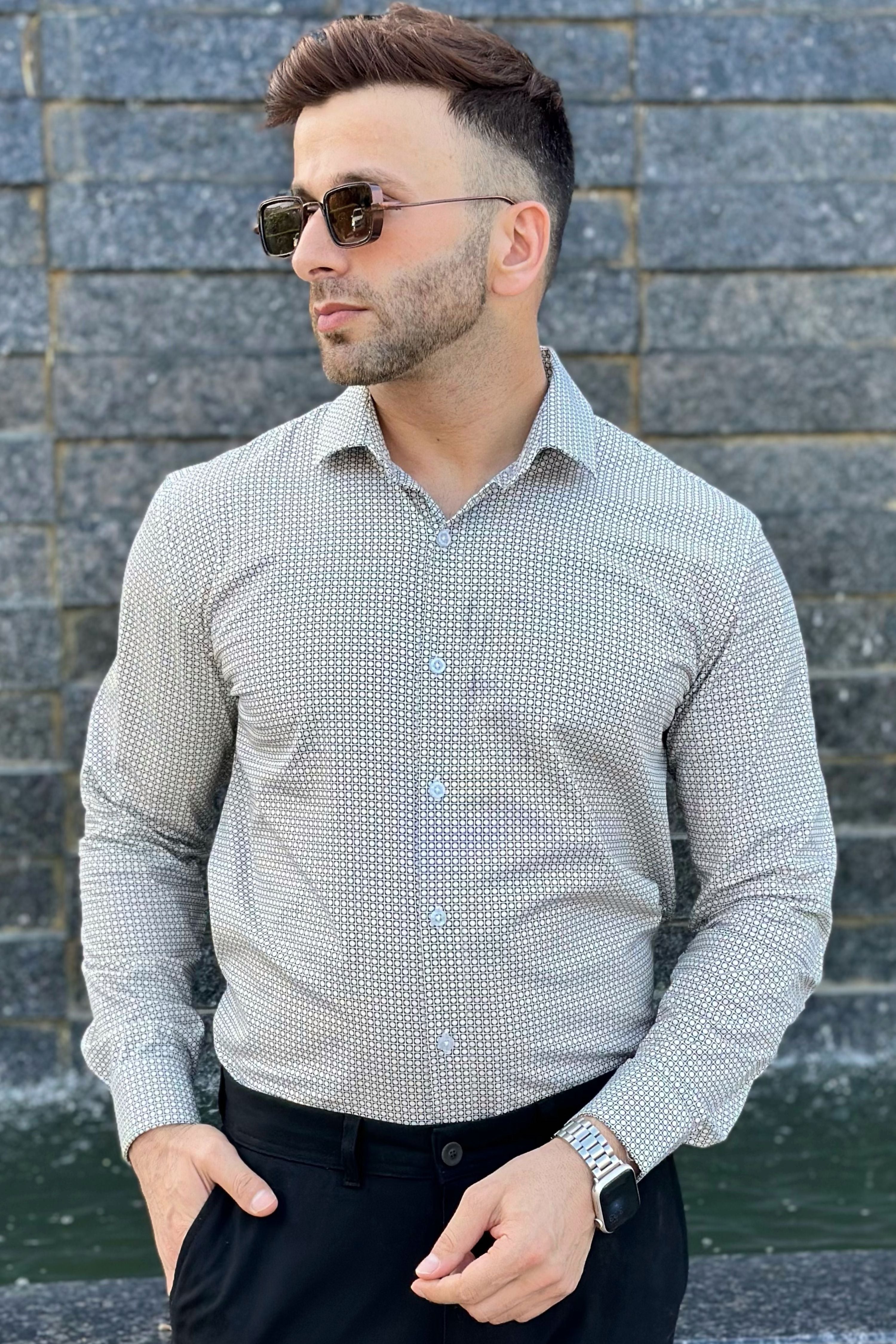 White Black Dot Formal Cotton Shirt