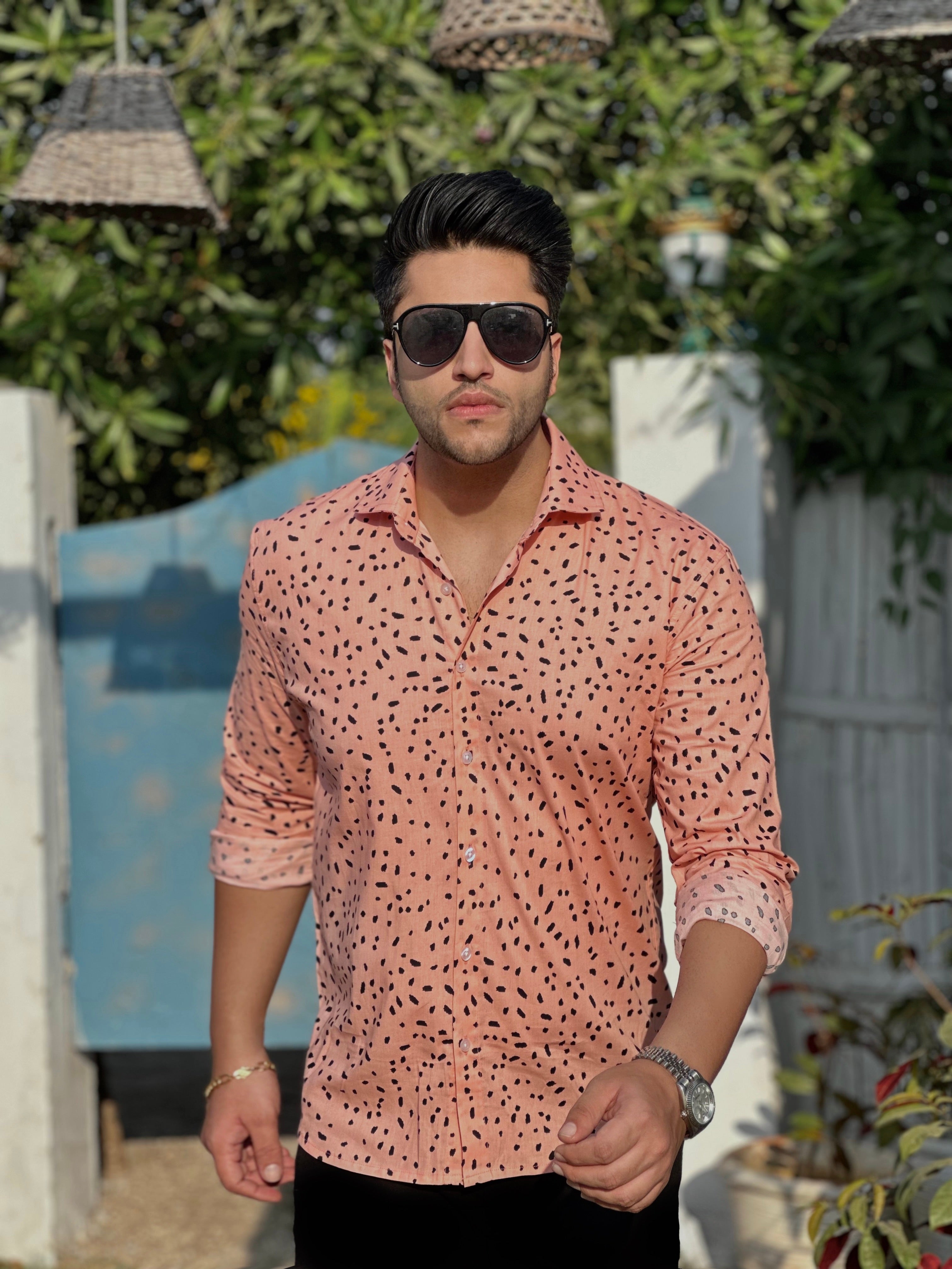 Pink Black leapord Printed  Shirt