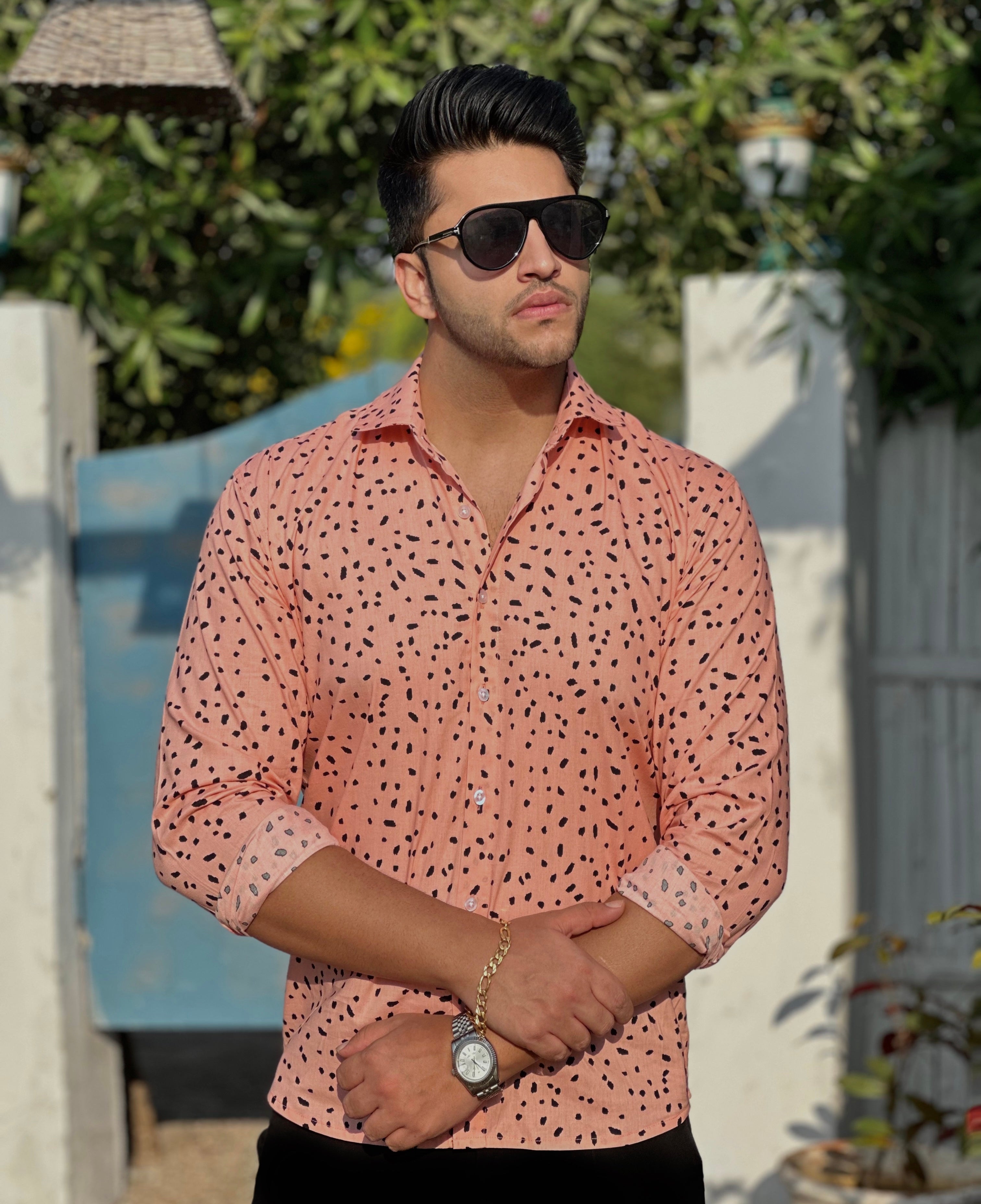 Pink Black leapord Printed  Shirt