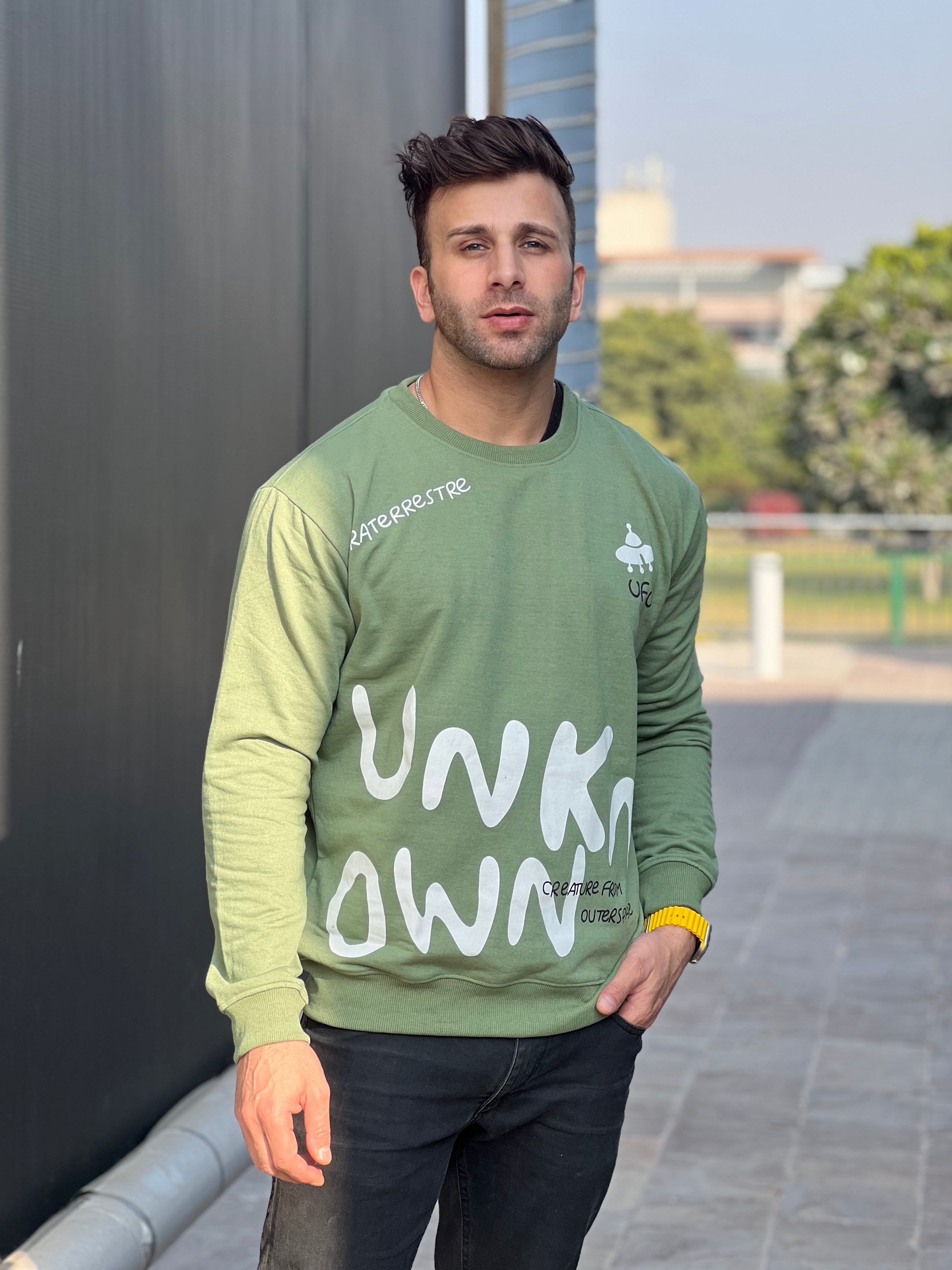 "Unknown" Moss Green Fleece Sweatshirt