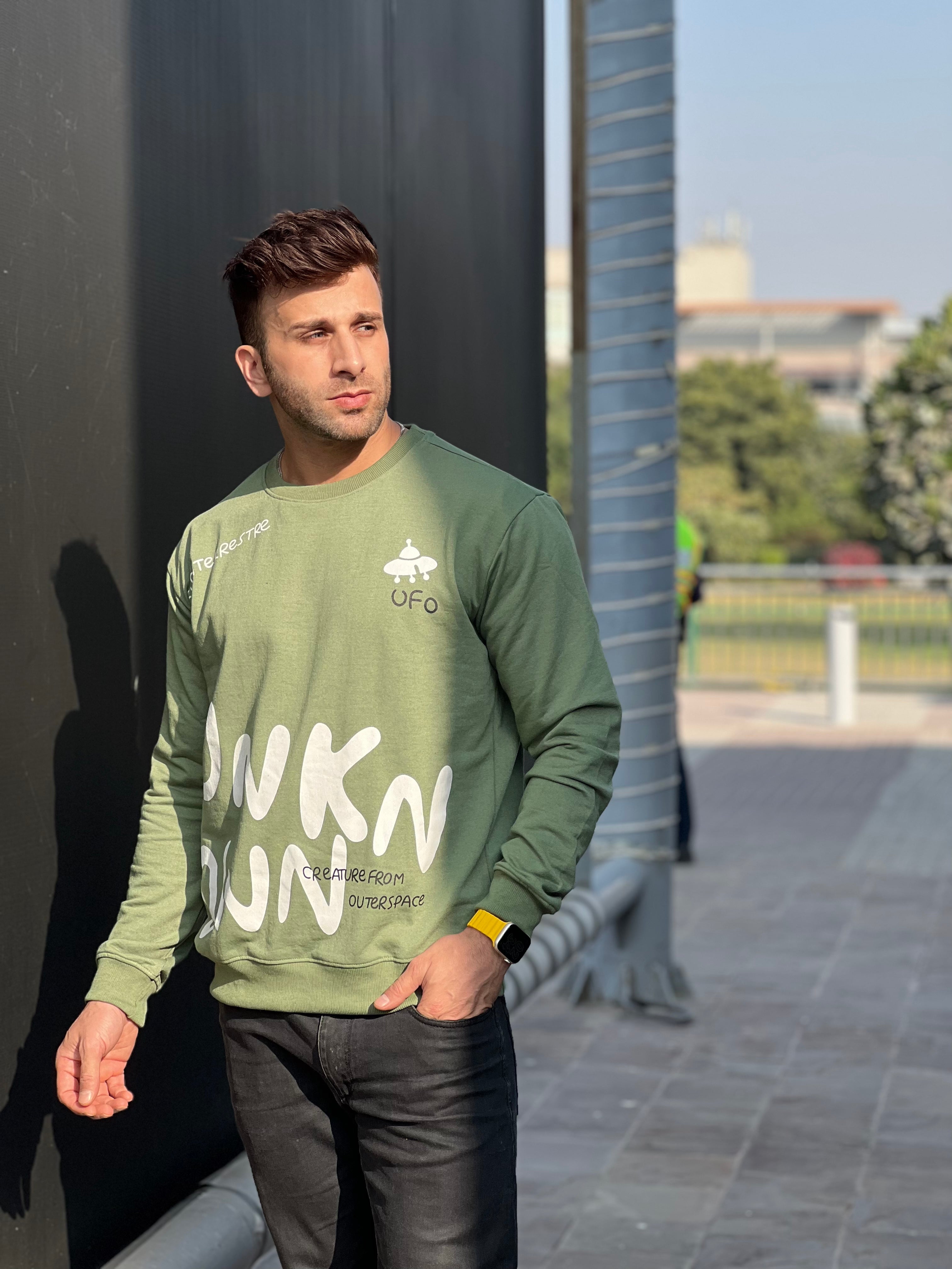 "Unknown" Moss Green Fleece Sweatshirt