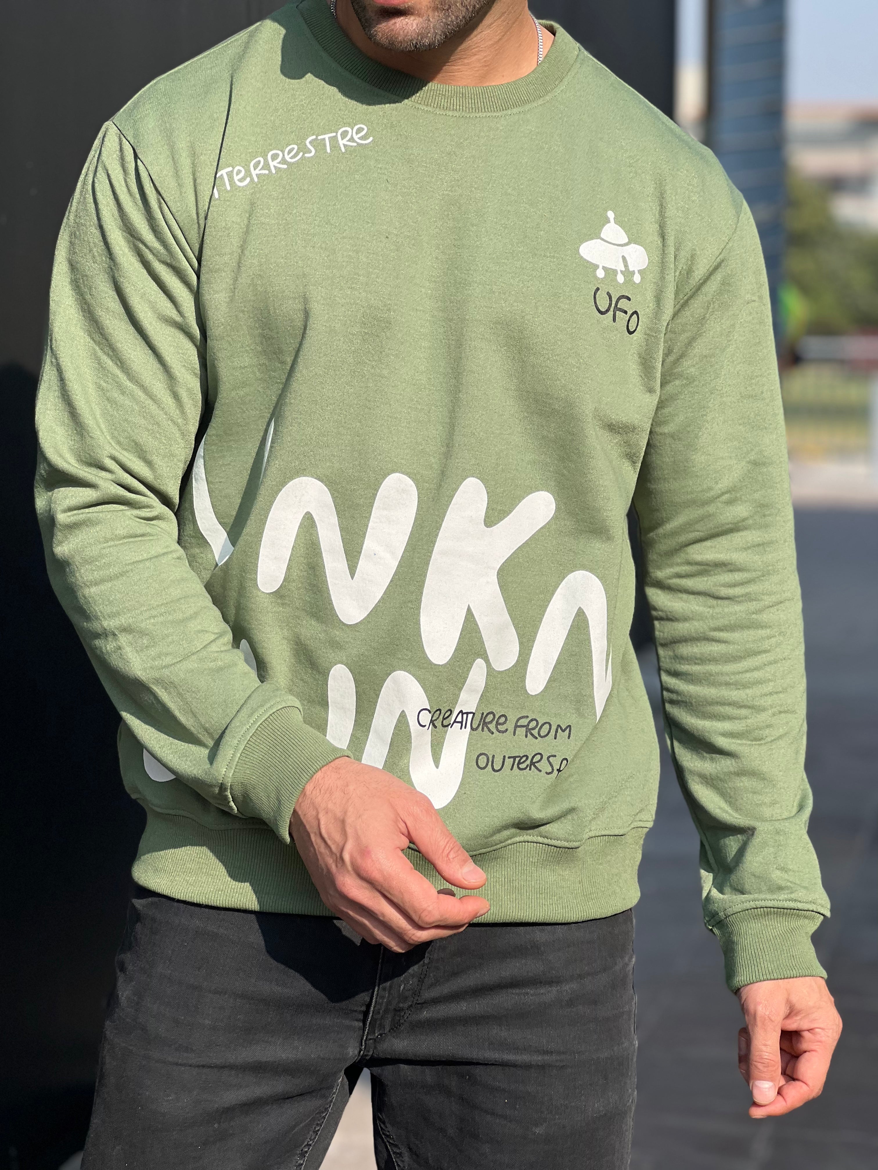 "Unknown" Moss Green Fleece Sweatshirt