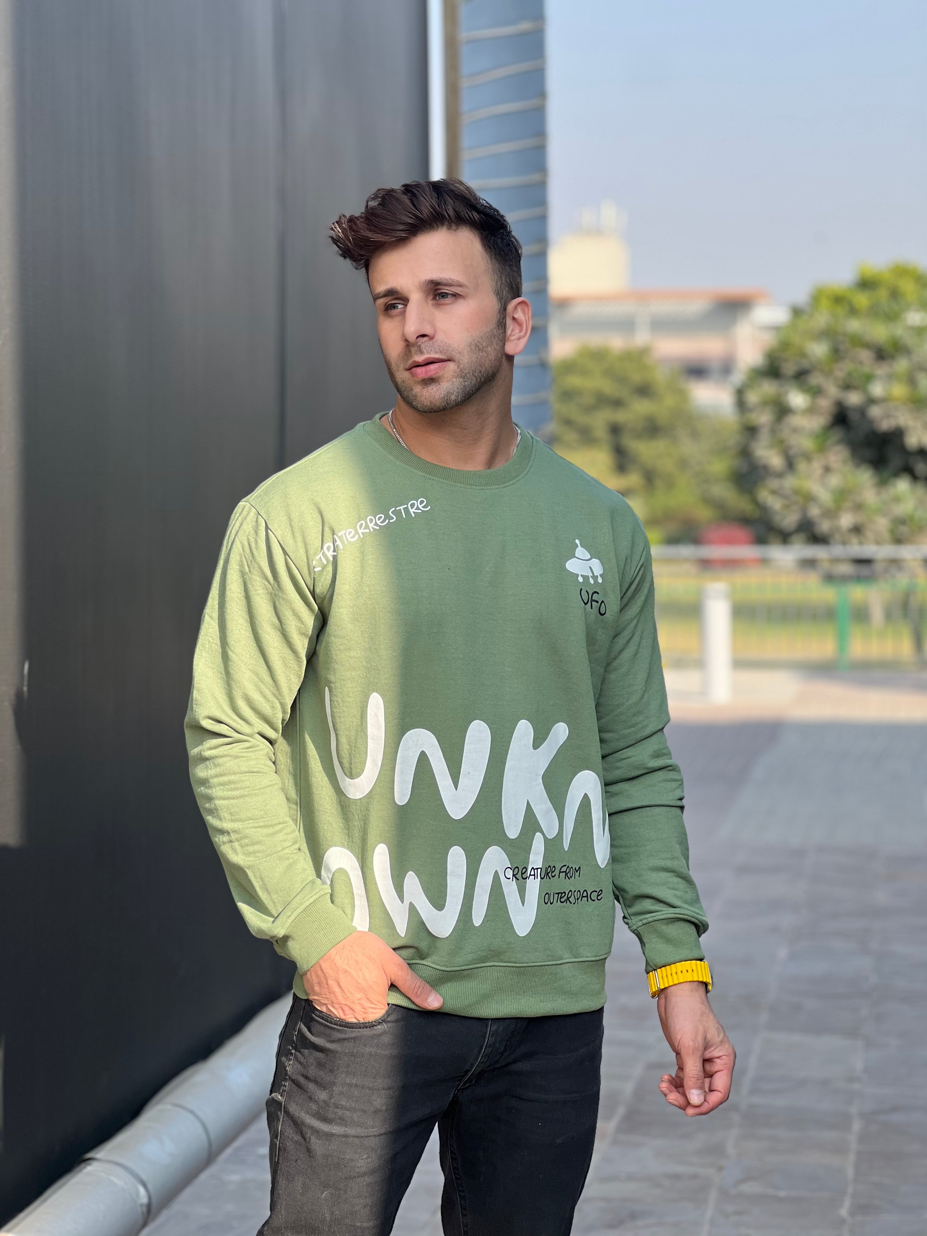 "Unknown" Moss Green Fleece Sweatshirt