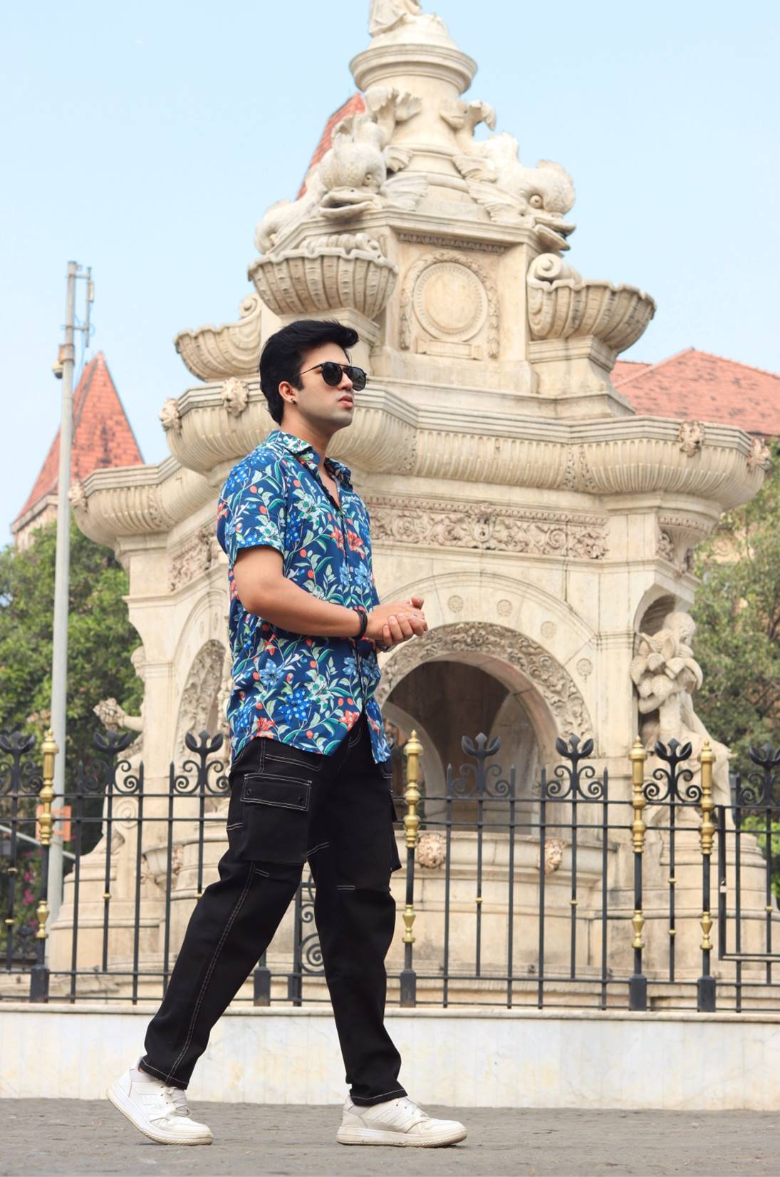 Navy Floral Printed Shirt