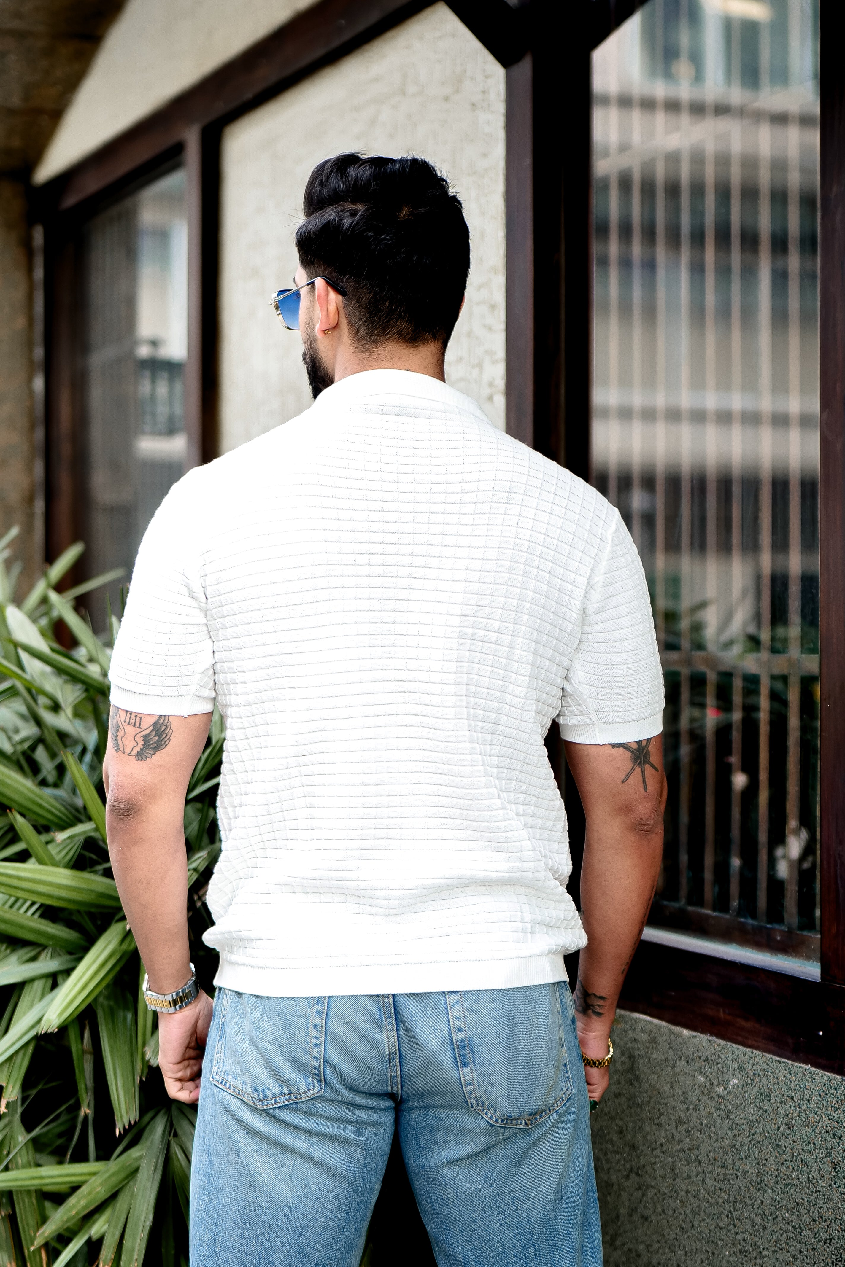 White Premium Flat knit Polo T-shirt