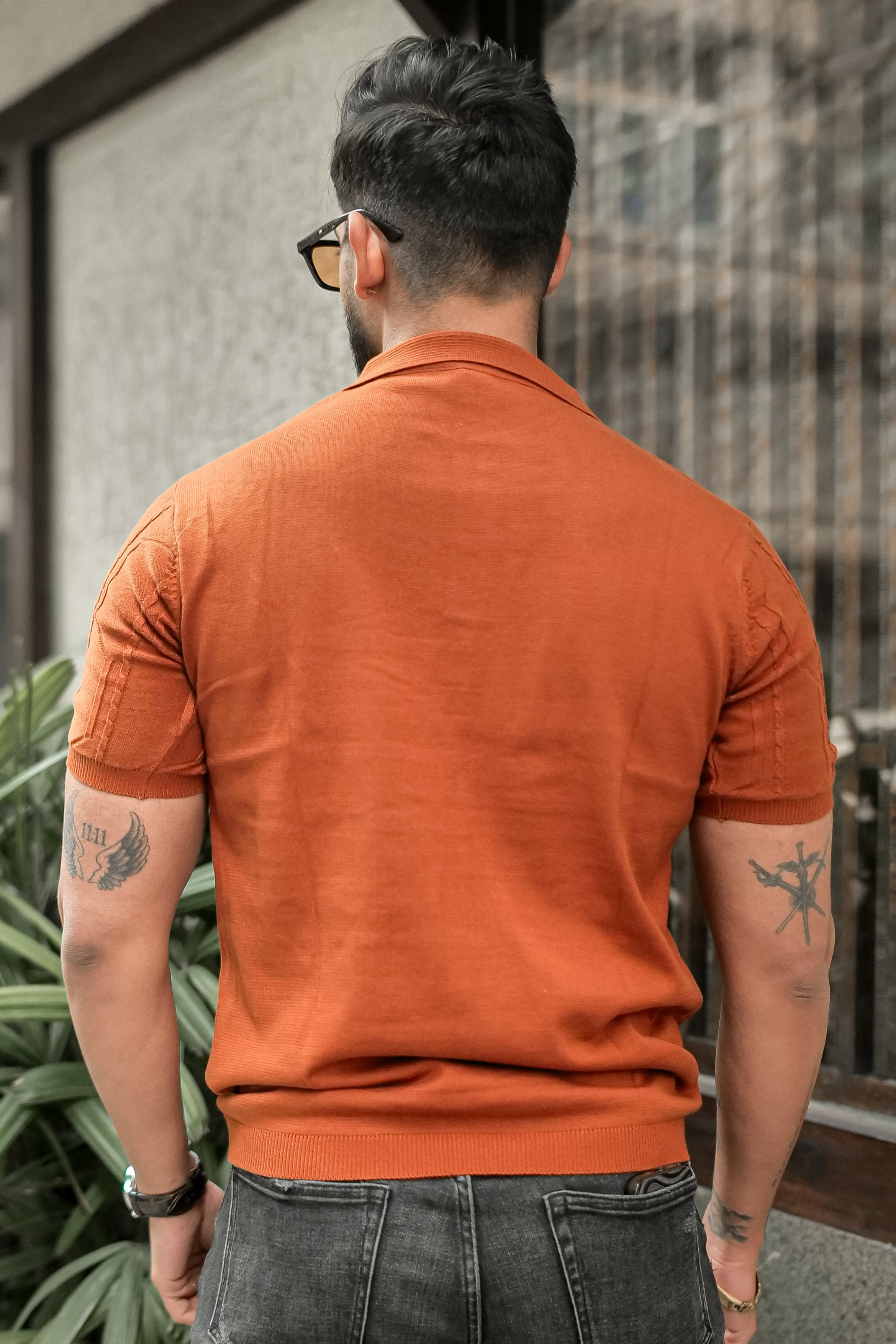 Orange Premium 3D Knit Polo T-Shirt