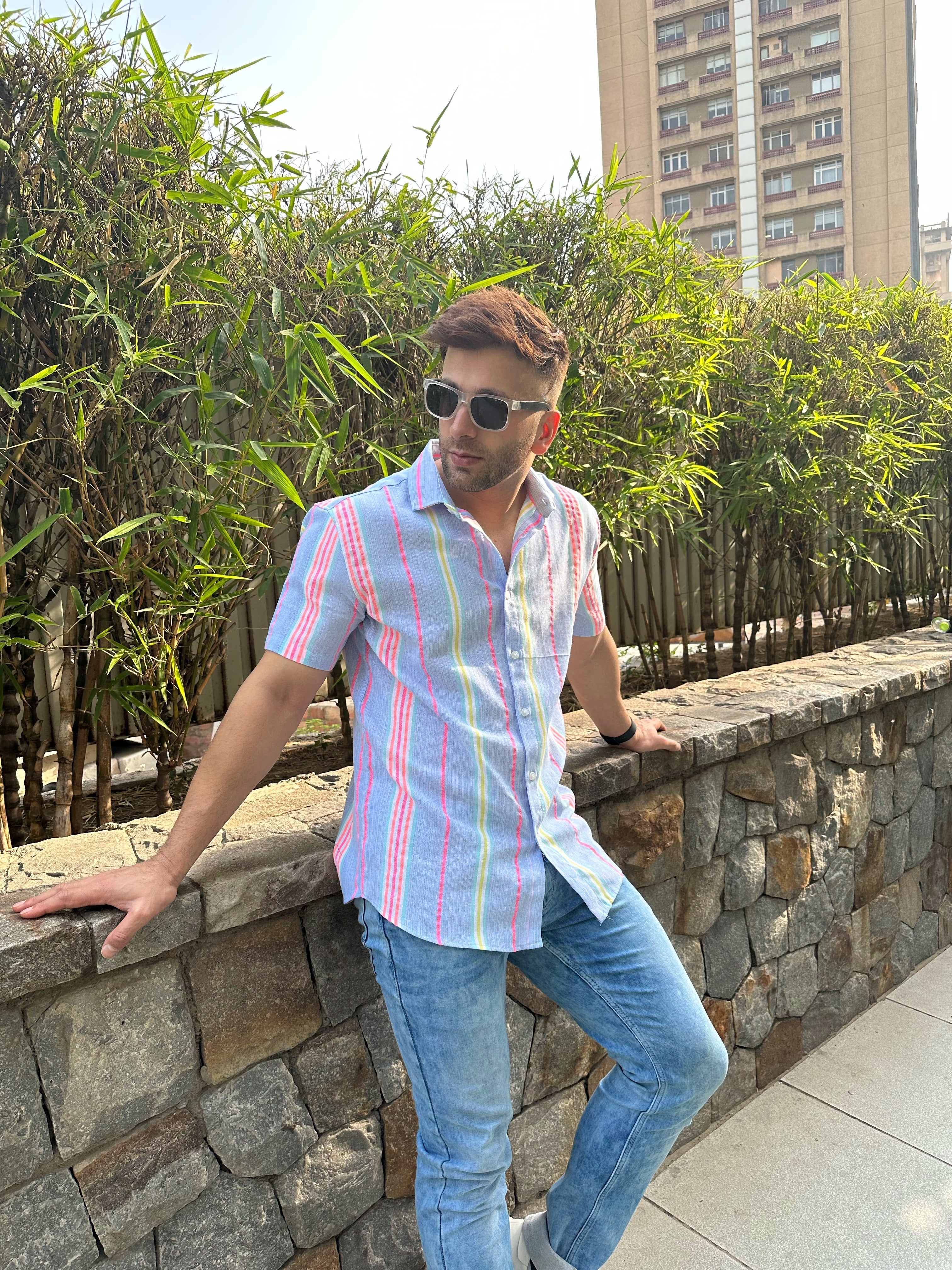 Stripe Blue Cotton Shirt