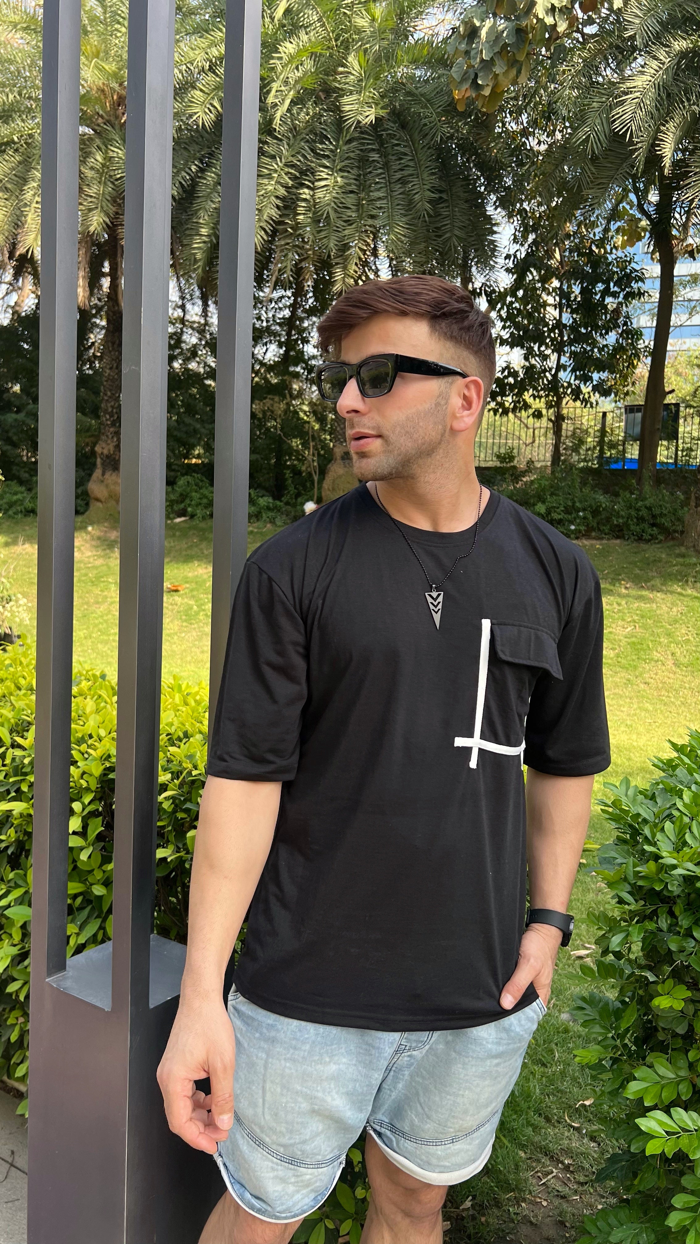 Black Oversized Half Sleeve  T-Shirt