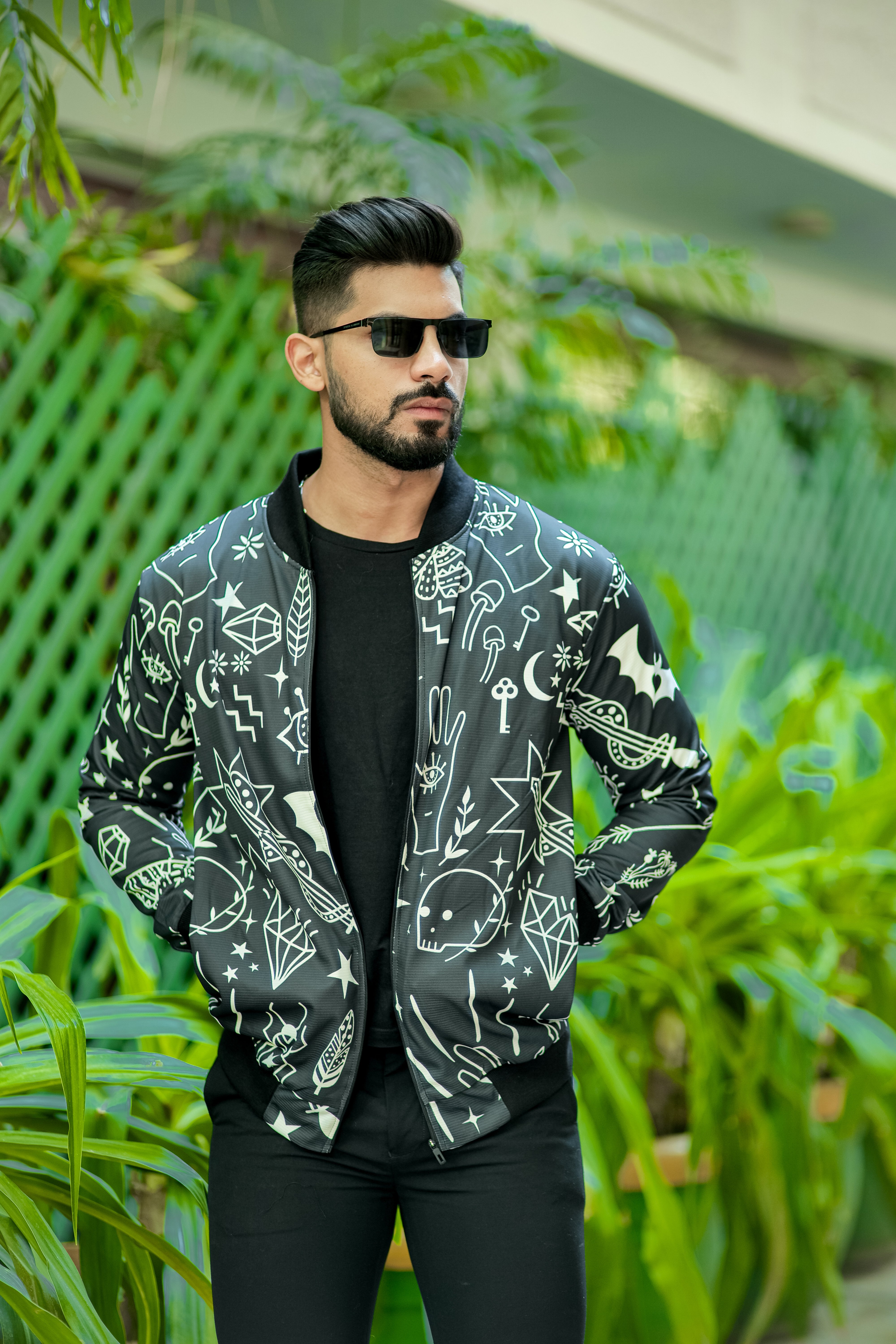 Dark Green "Digital Print" Bomber Jacket