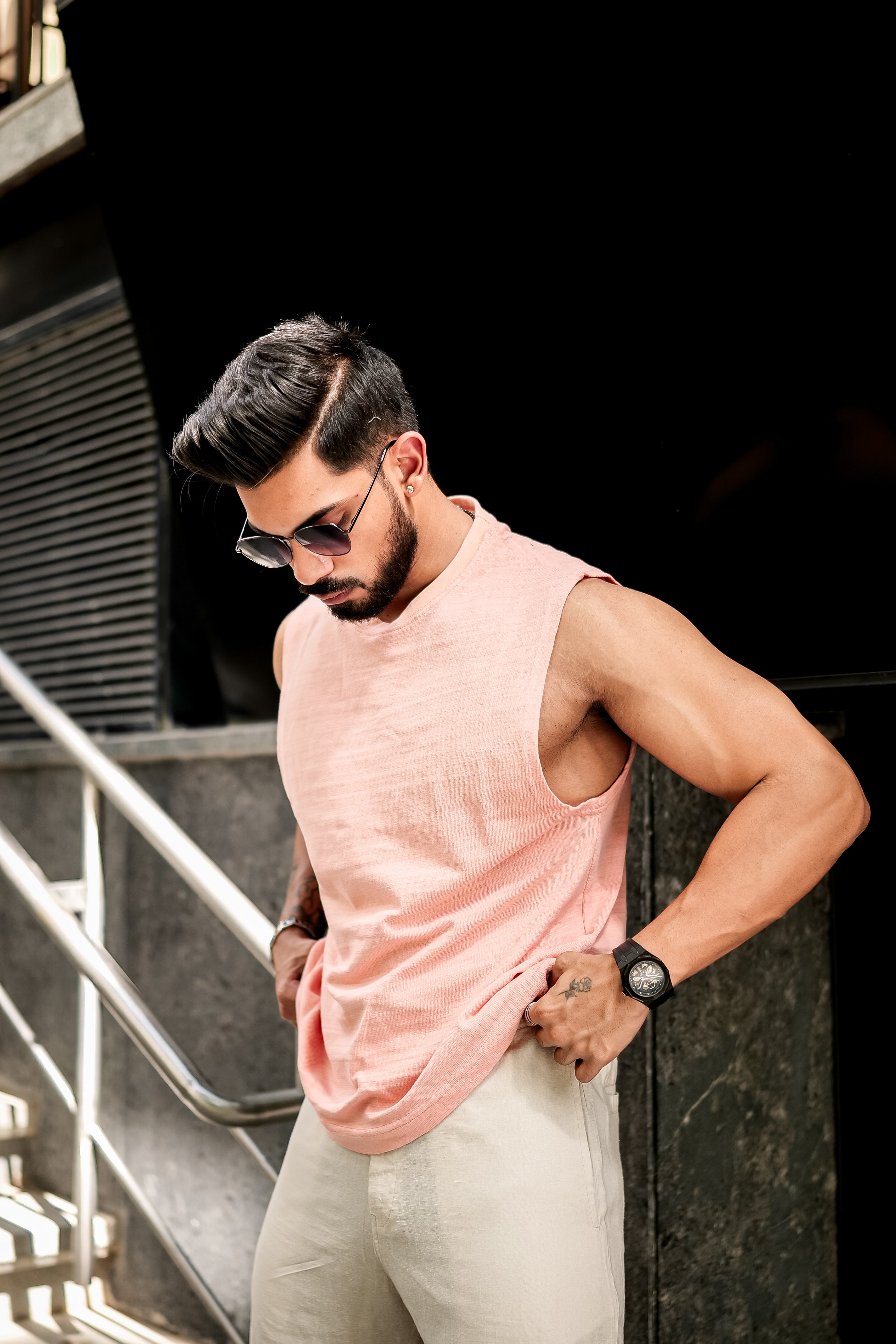 CORAL SLUB SLEEVELESS T-SHIRT