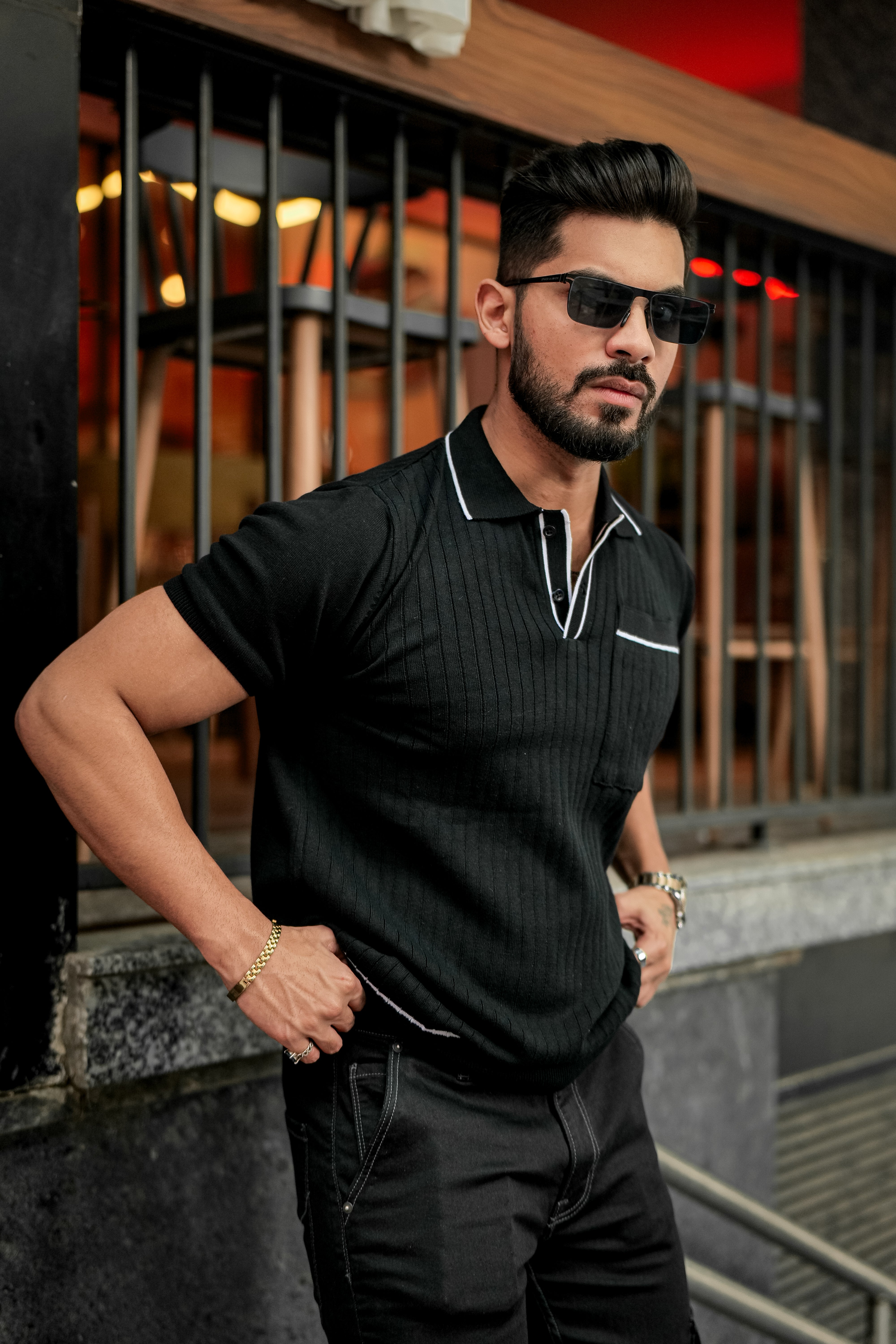 Black Flat Knit Premium Cotton Polo