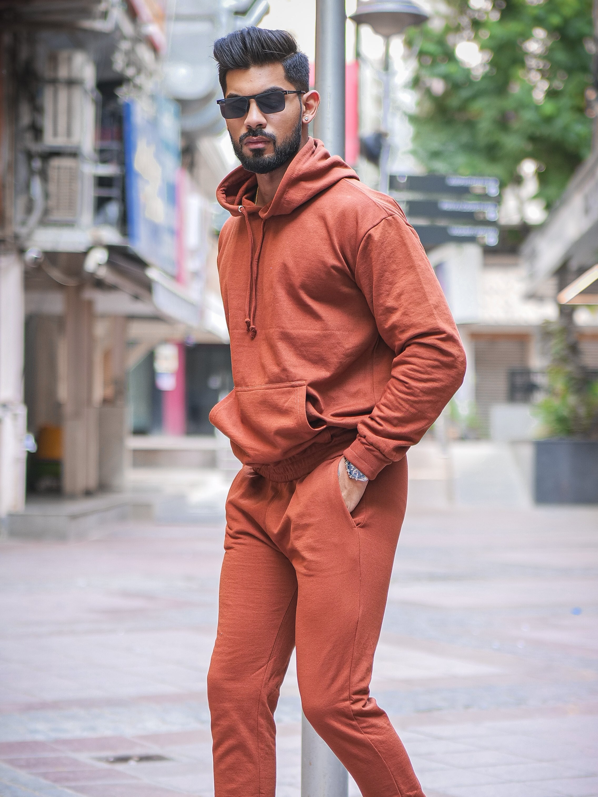 Trendy Hued Brown Tracksuit Co-ord Set