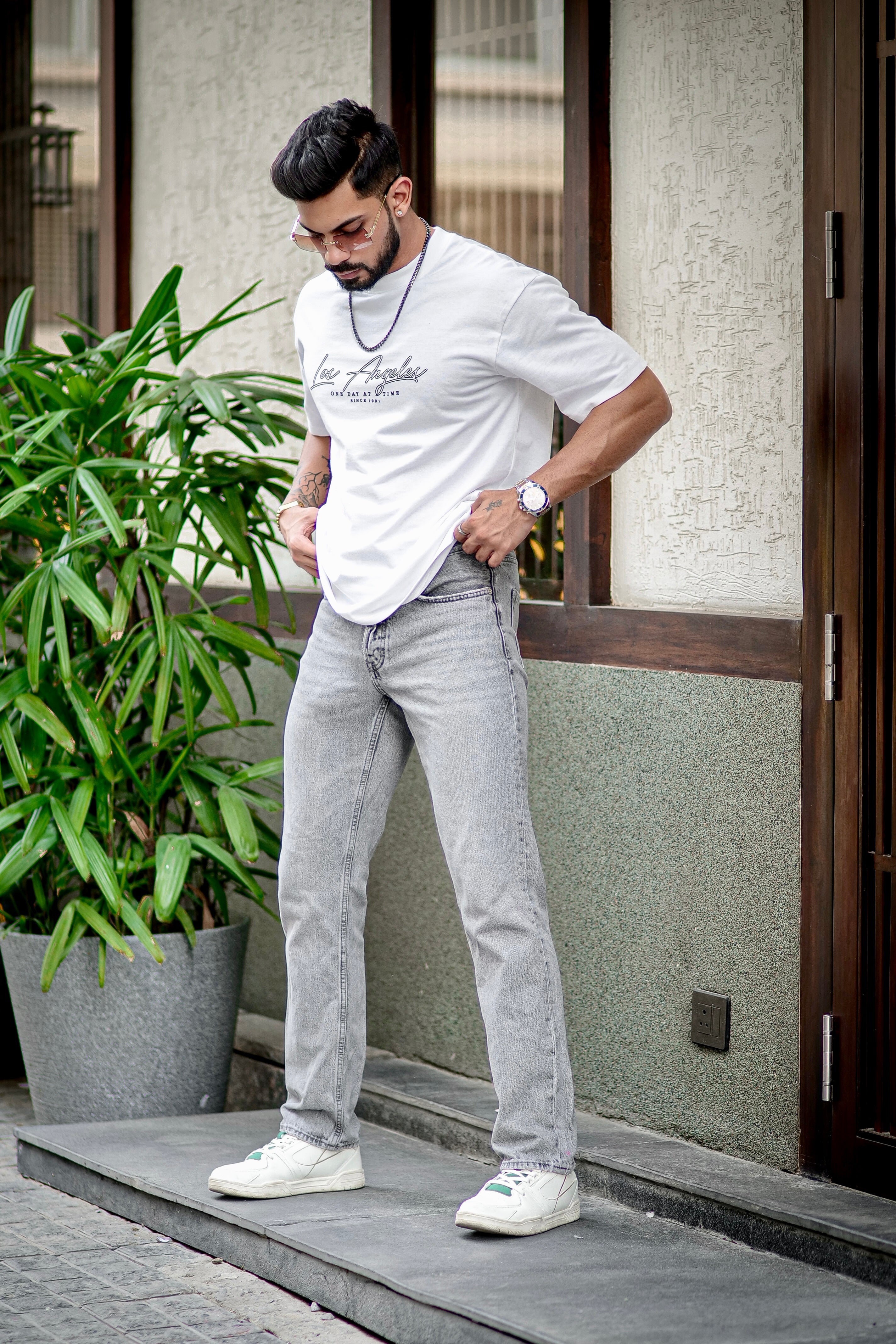 White "Los Angeles" Oversized Cotton T-Shirt