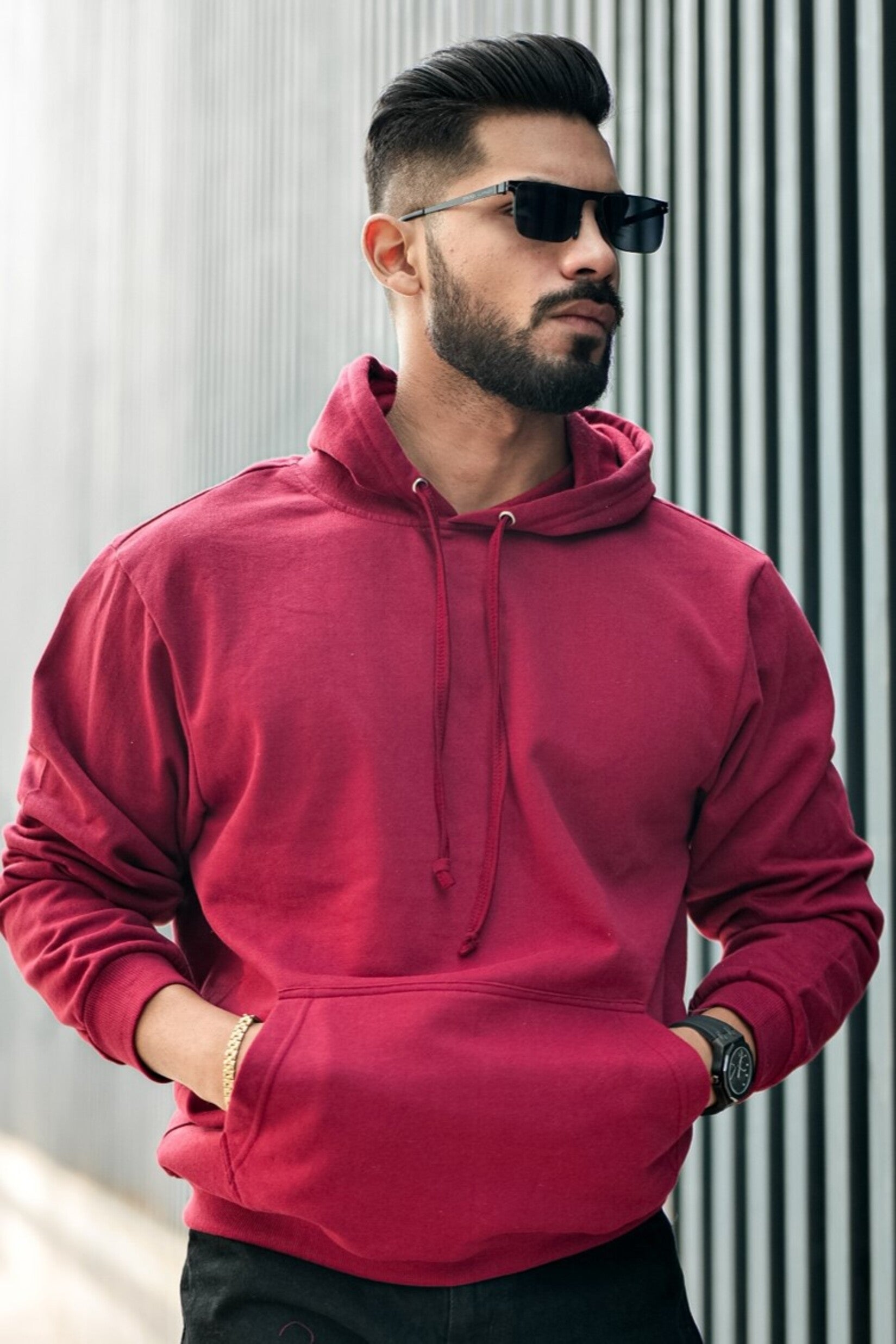 Maroon Weekday Standard Kangaroo Pocket Hoodie