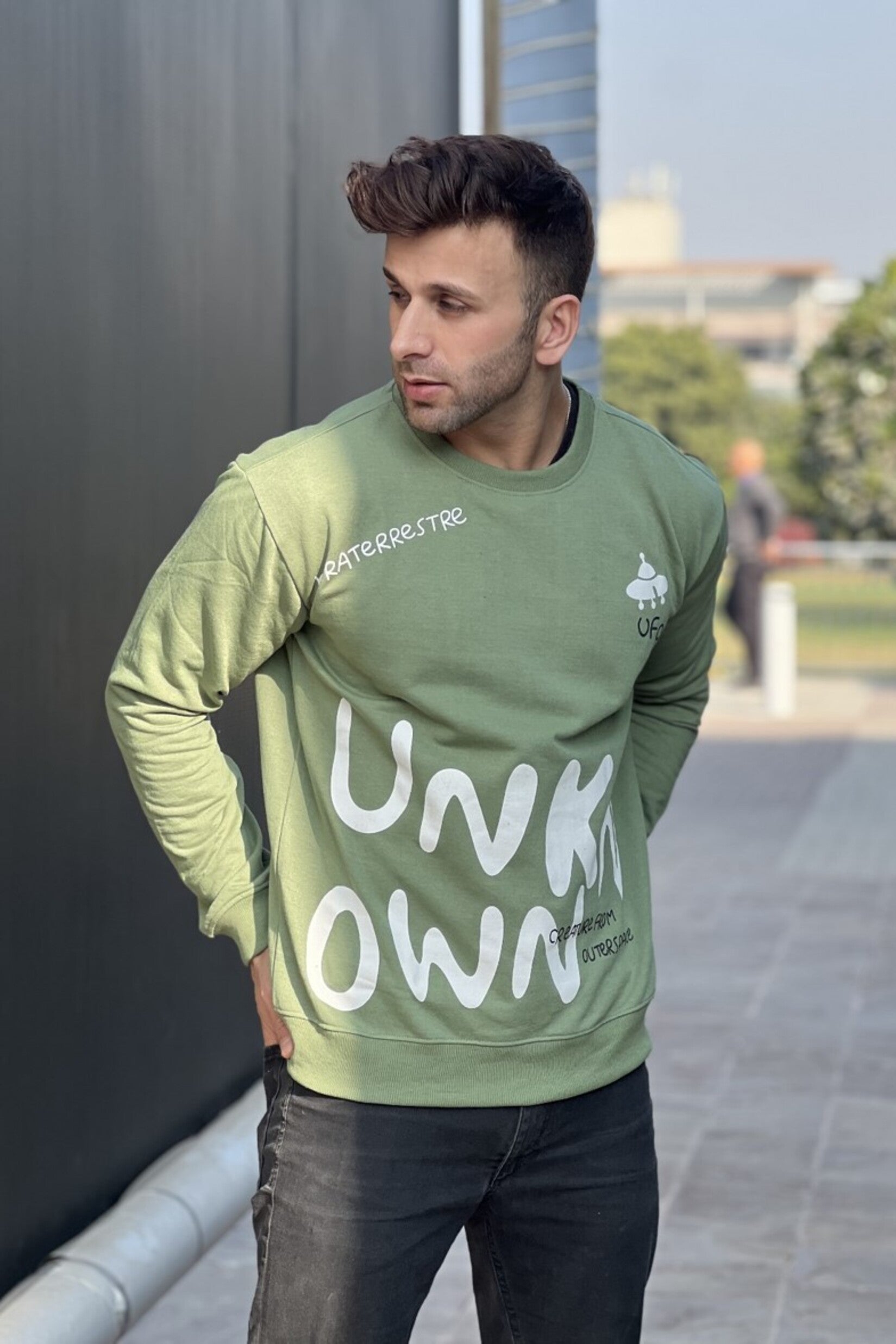 "Unknown" Moss Green Fleece Sweatshirt